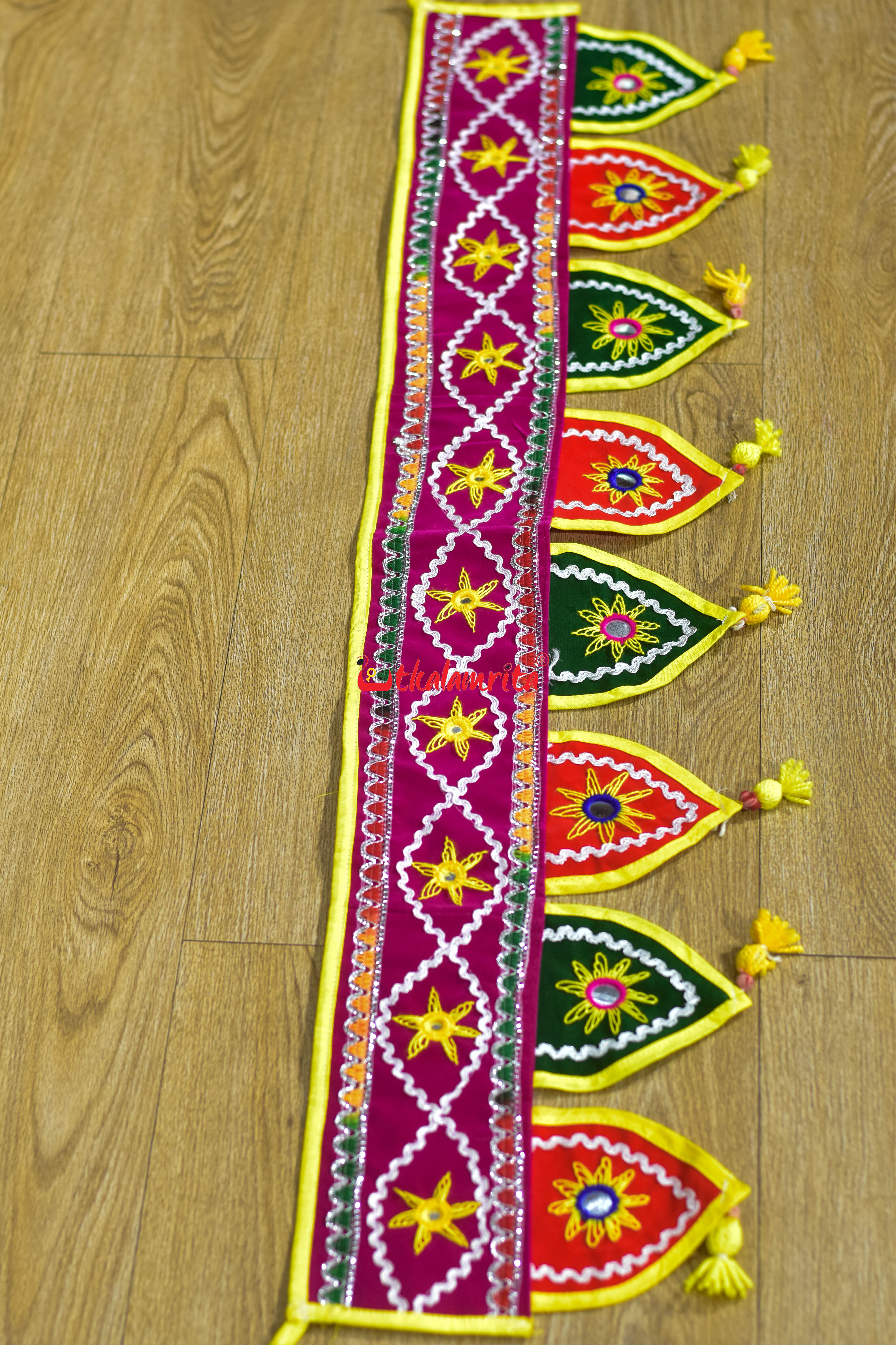 Door Entrance Pink Decoration Pipli Applique Rectangular Hanging