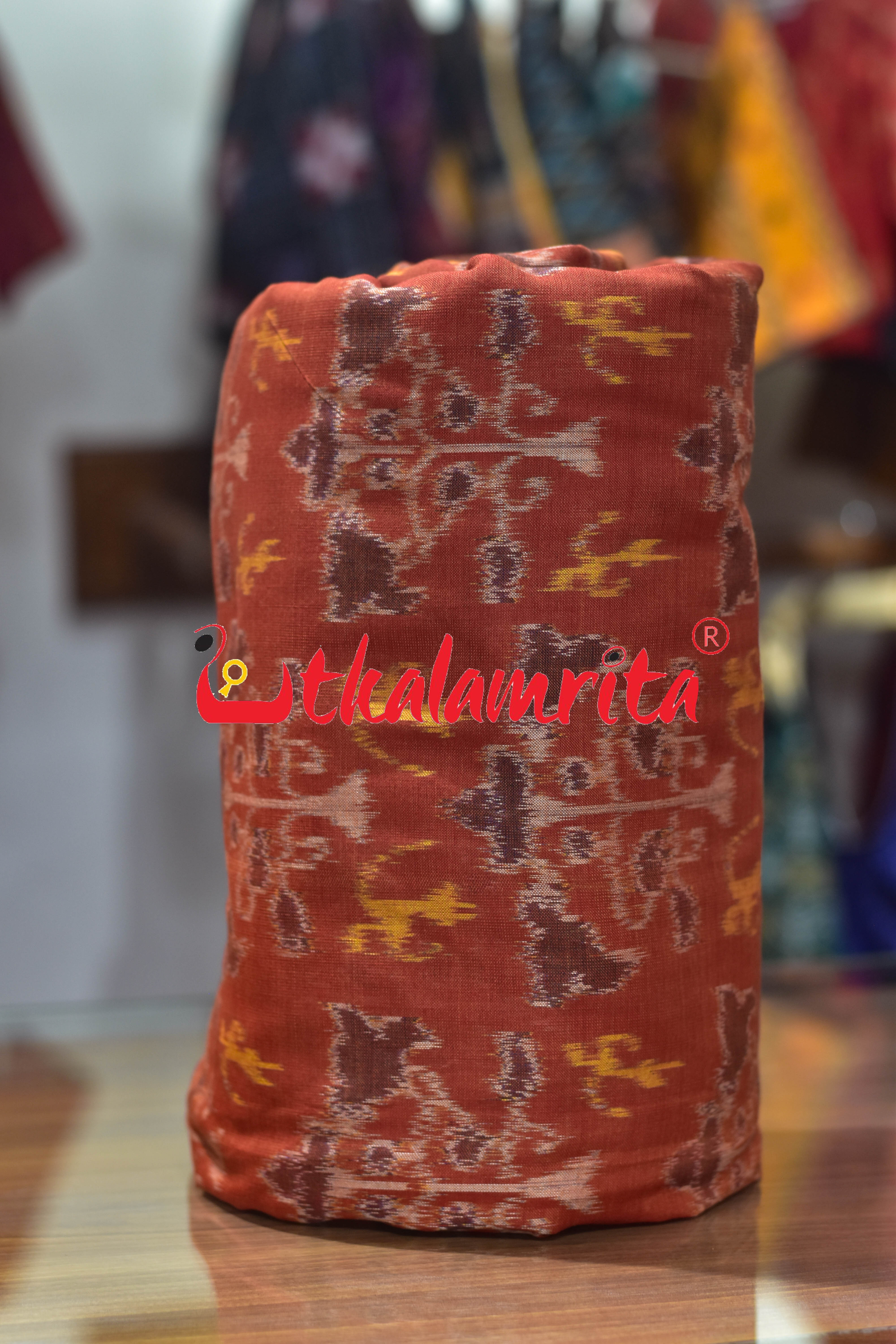 Tribal Rust Tree of Life Sambalpuri Cotton (Fabric)