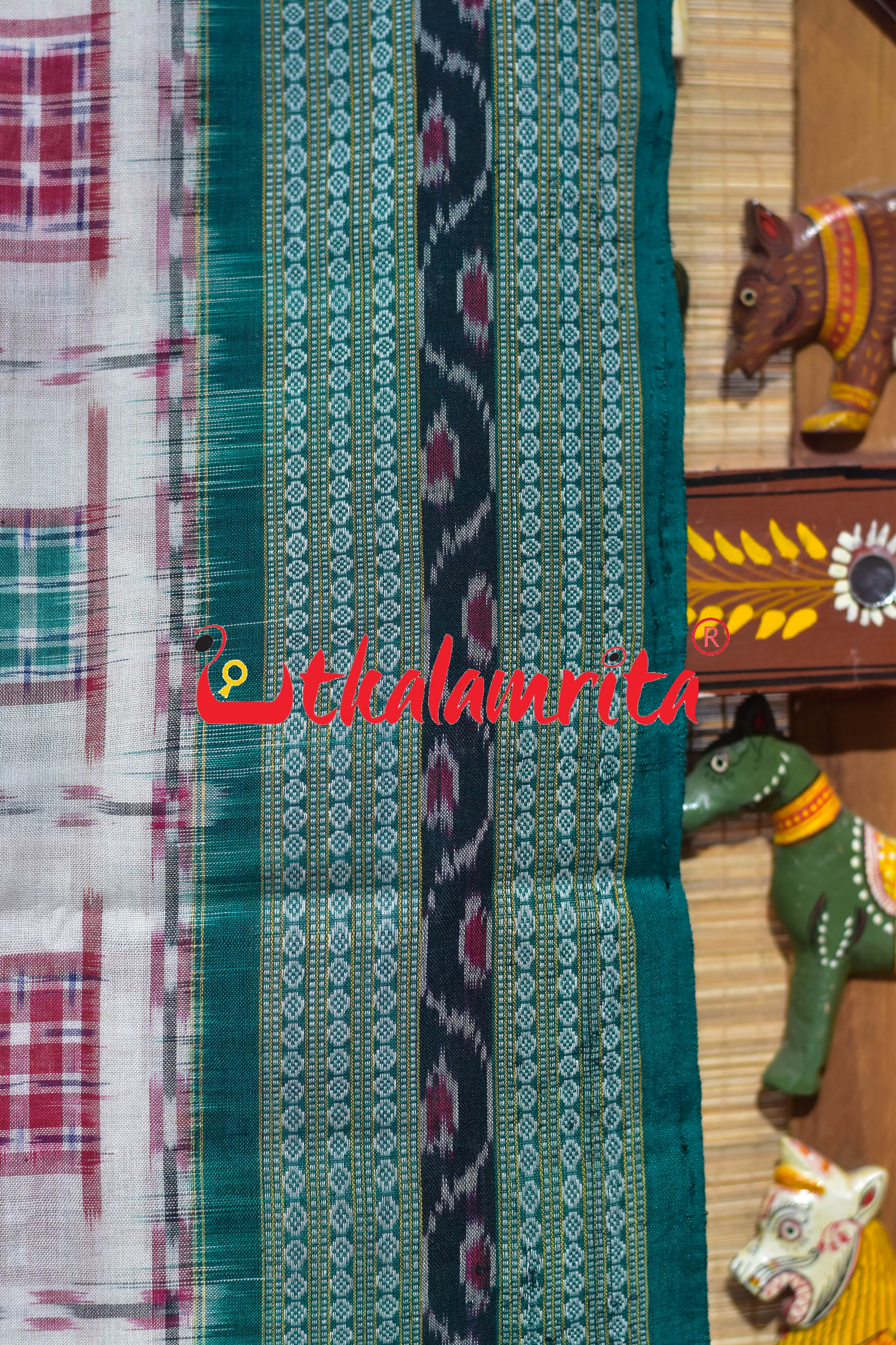 White Green Mini Aswini Sambalpuri Cotton Saree