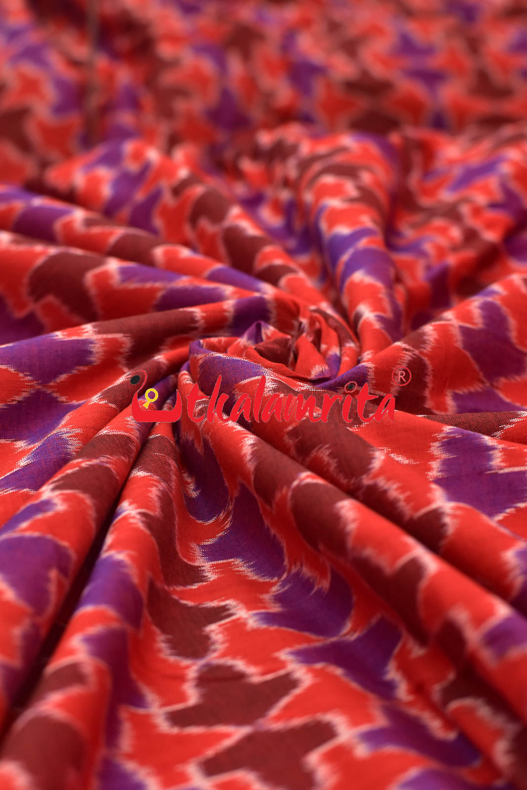 3D Red Coffee Sambalpuri Cotton (Fabric)