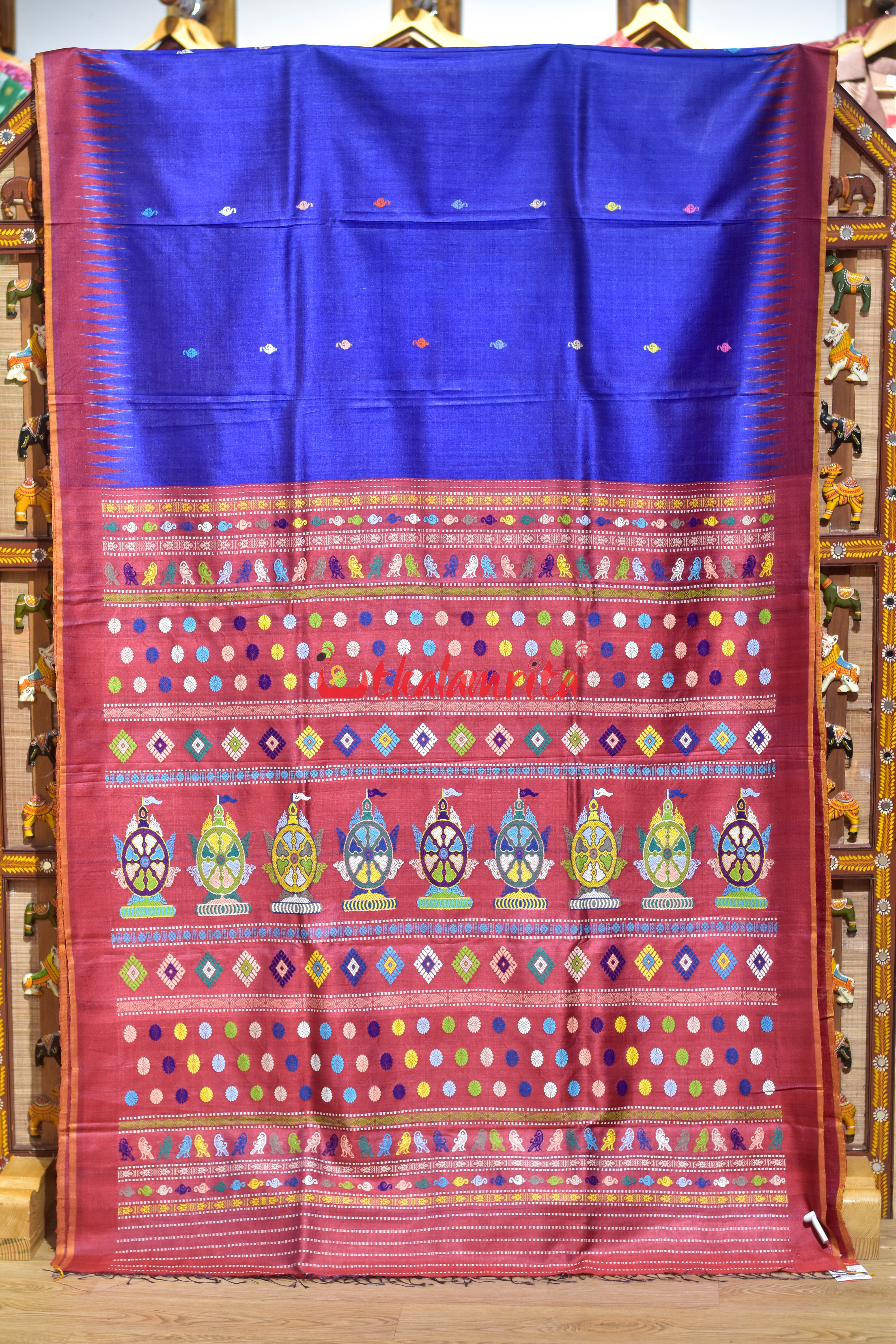 Blue Sankha Buti Nilachakra Gopalpur Tussar Silk Saree