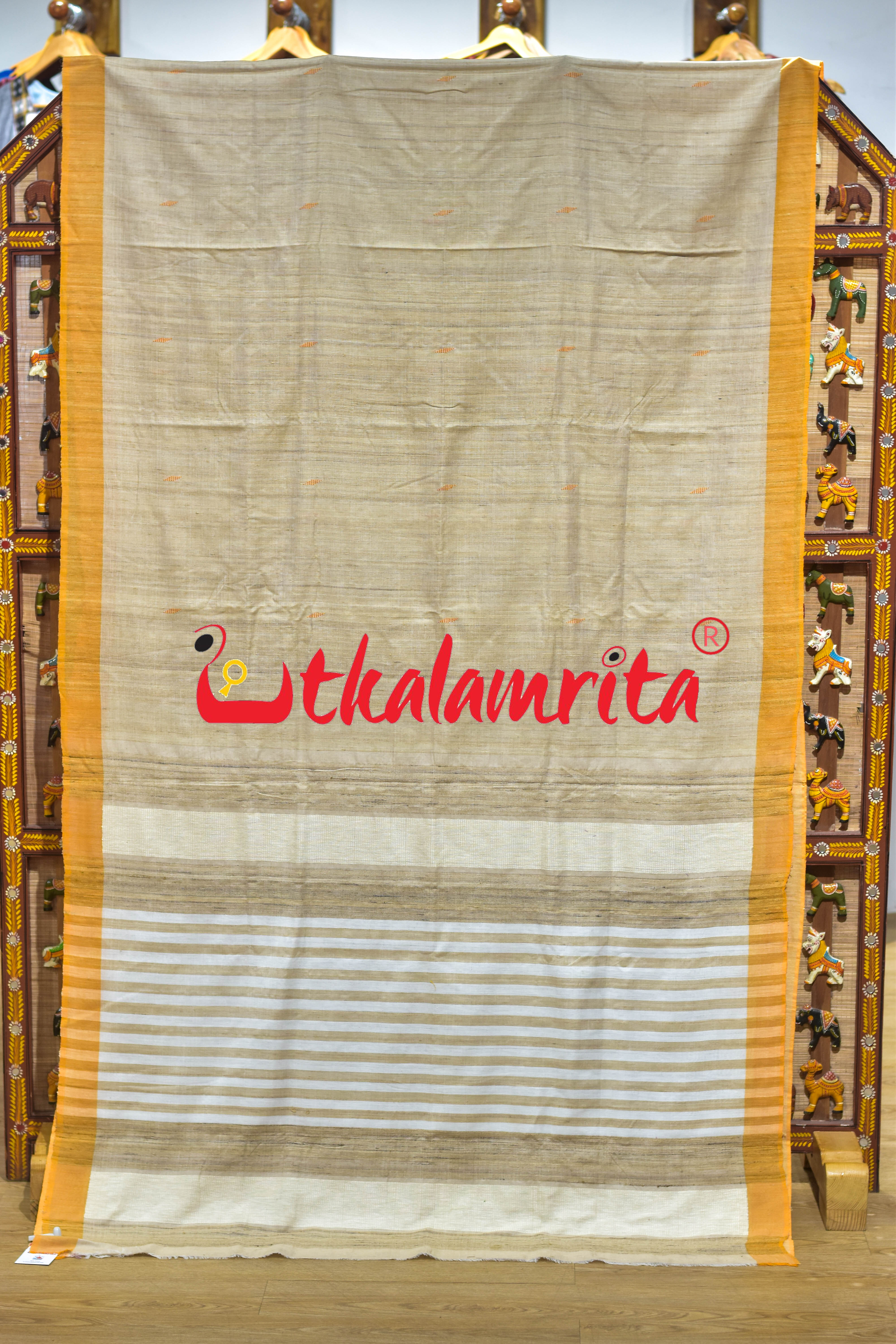 Bapta Cotton Gopalpur Tussar Ghee Mustard Silk Saree