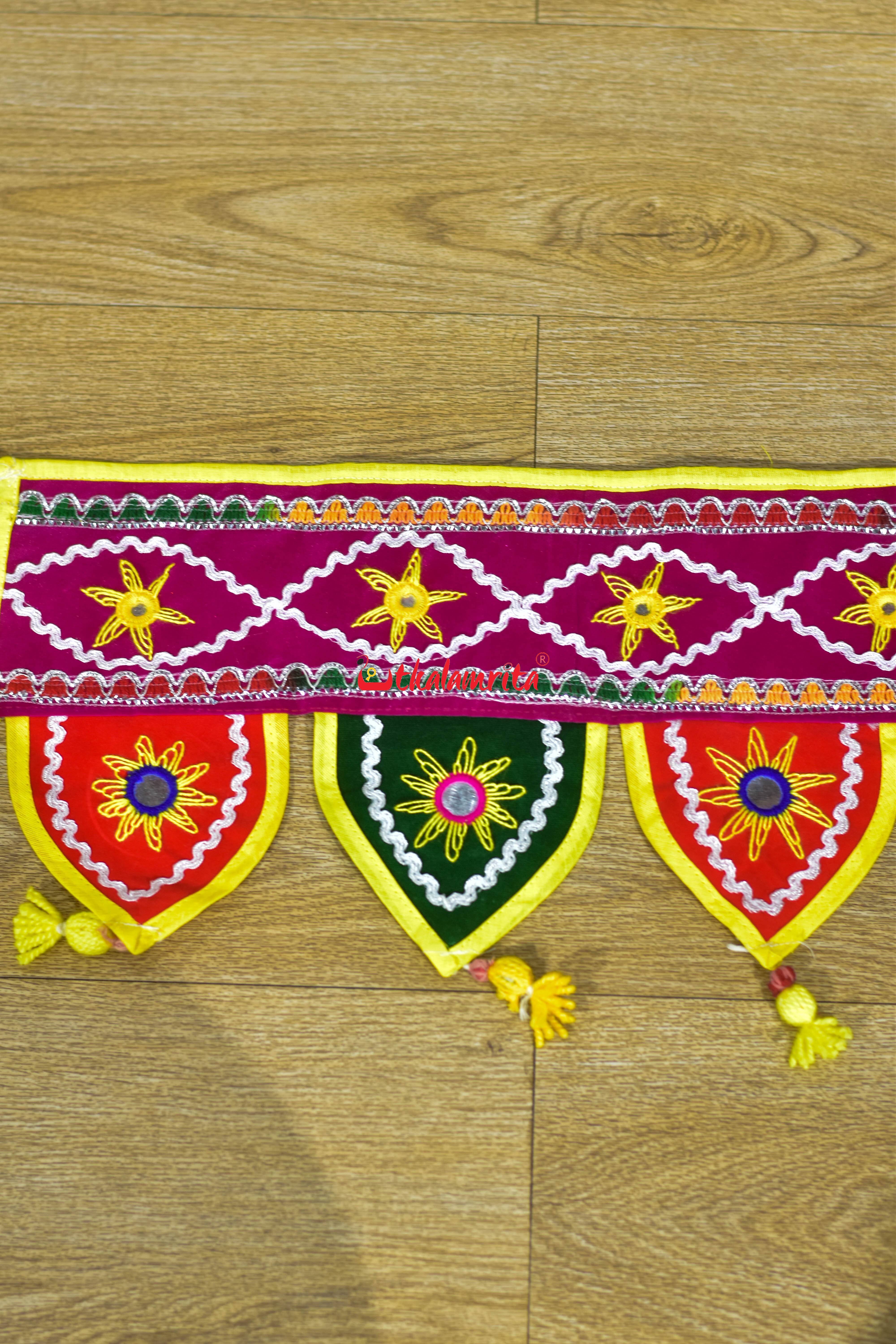 Door Entrance Pink Decoration Pipli Applique Rectangular Hanging