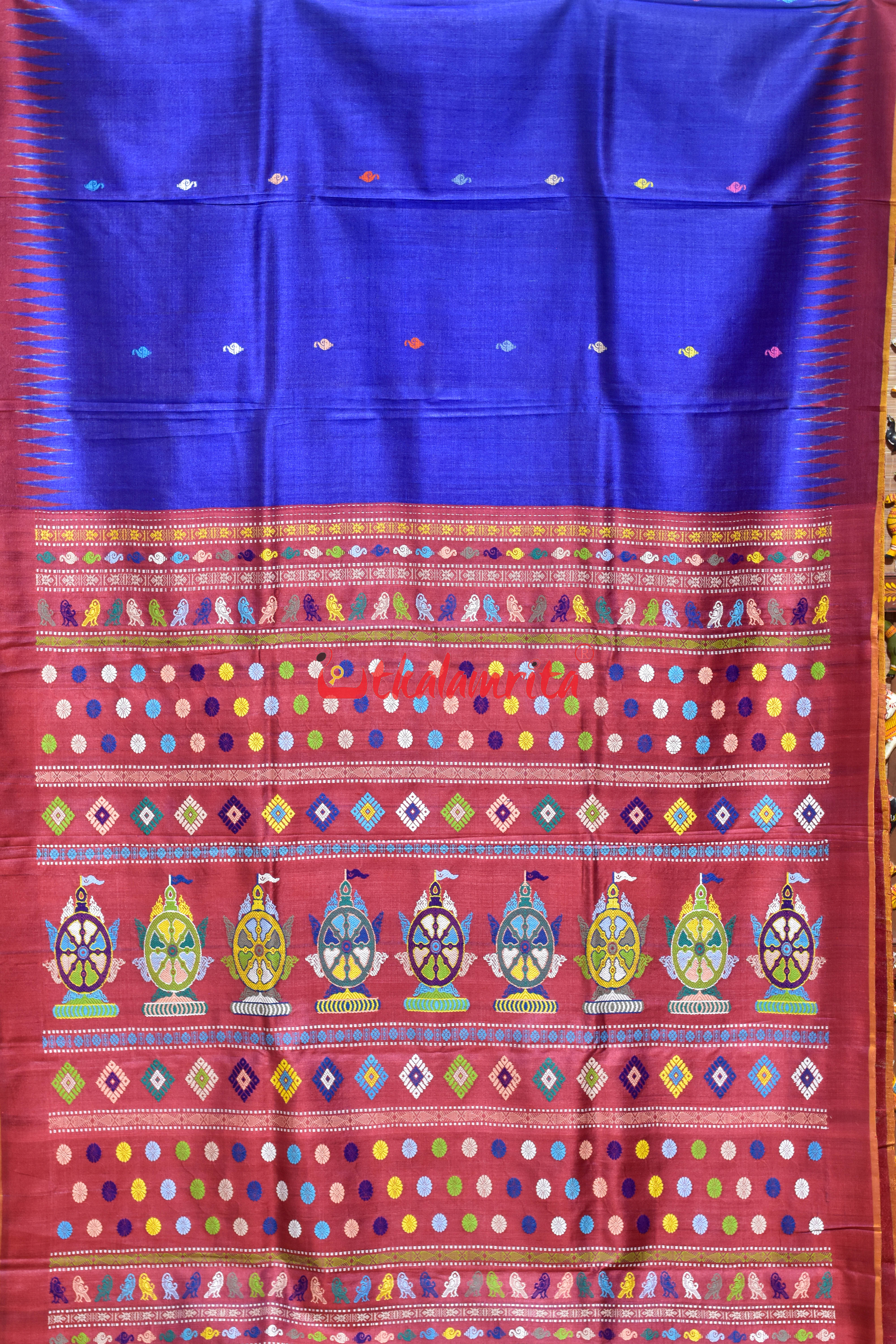 Blue Sankha Buti Nilachakra Gopalpur Tussar Silk Saree