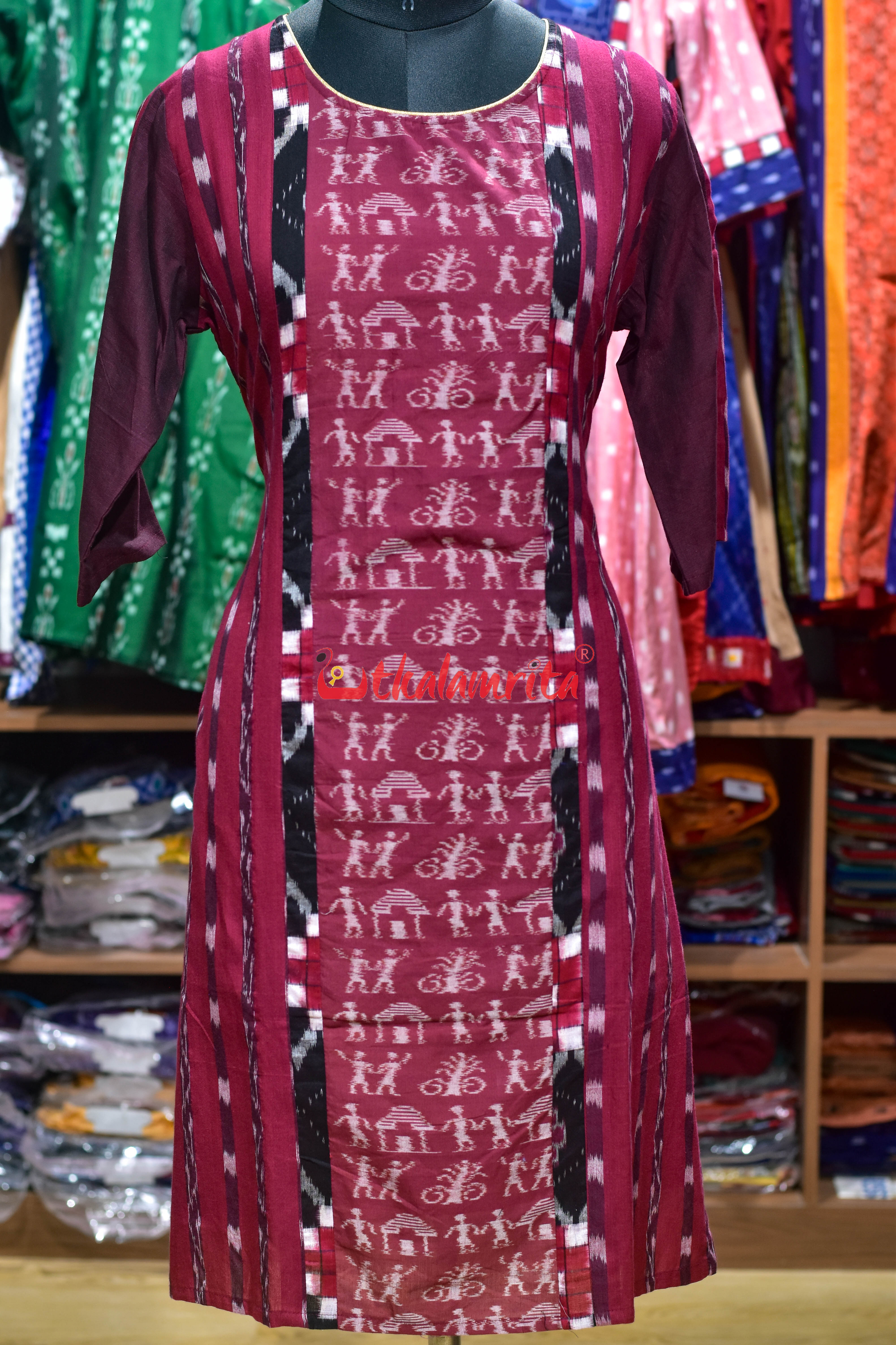 Maroon Ikat Harmony (Ladies Kurti)