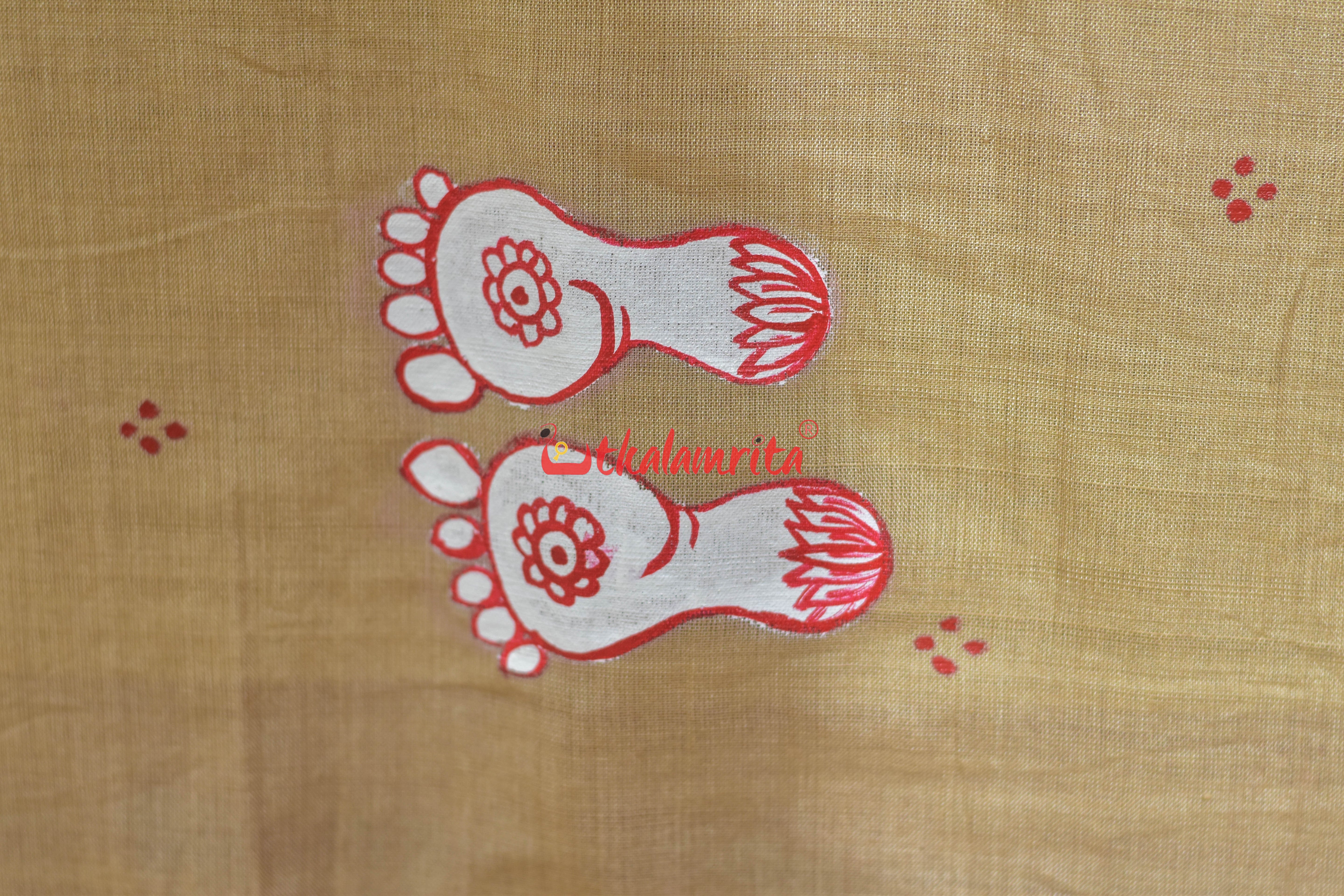 Ghee Maroon Laxmi Puja Pattachitra Cotton Saree