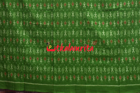 Green Red Standing Tribal Sambalpuri Dress Set