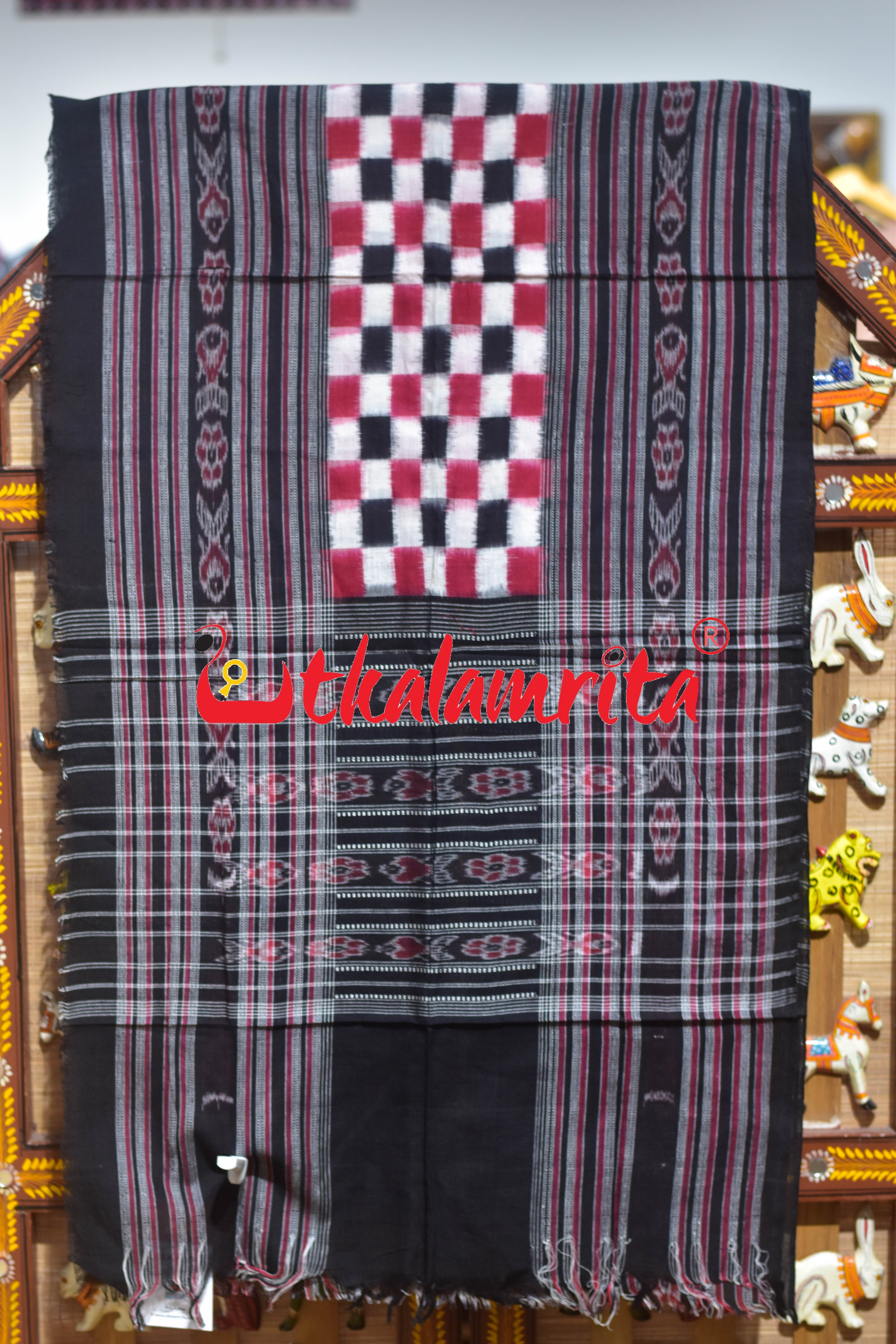 Red Total Pasapali Sambalpuri (Stole)