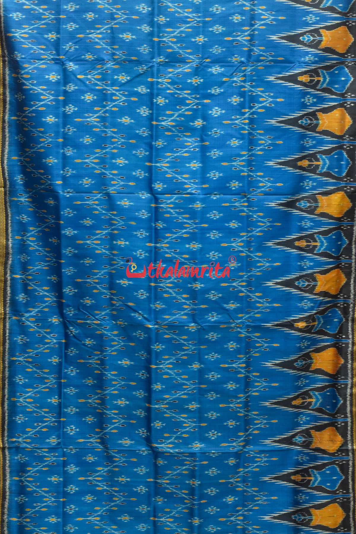Blue with Phuldani Border Khandua Silk Saree