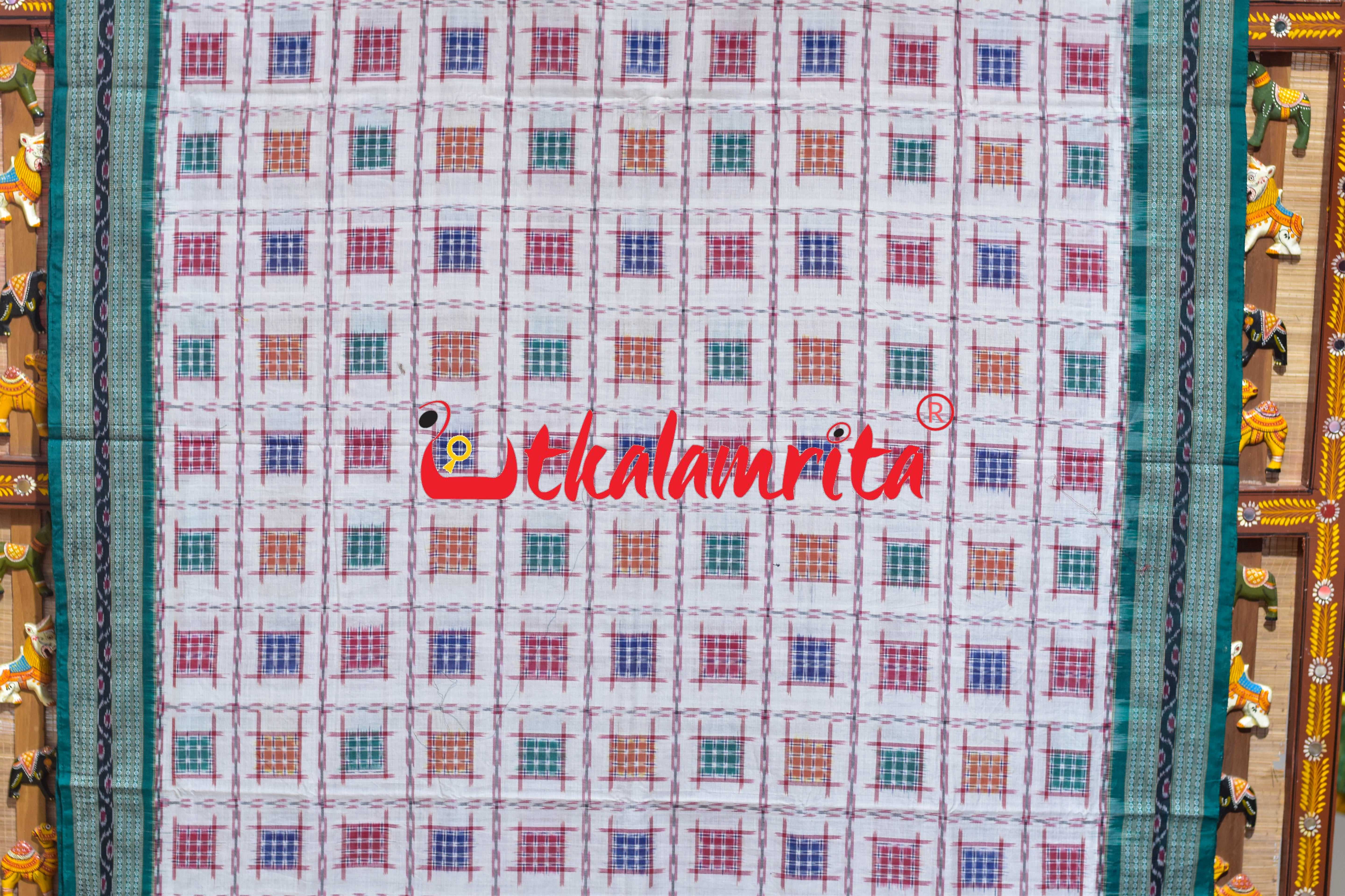 White Green Mini Aswini Sambalpuri Cotton Saree