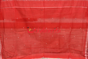 White Red Buti Cotton Saree