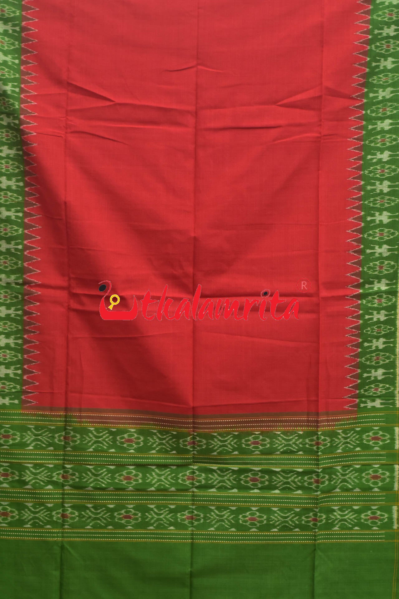 Green Red Standing Tribal Sambalpuri Dress Set