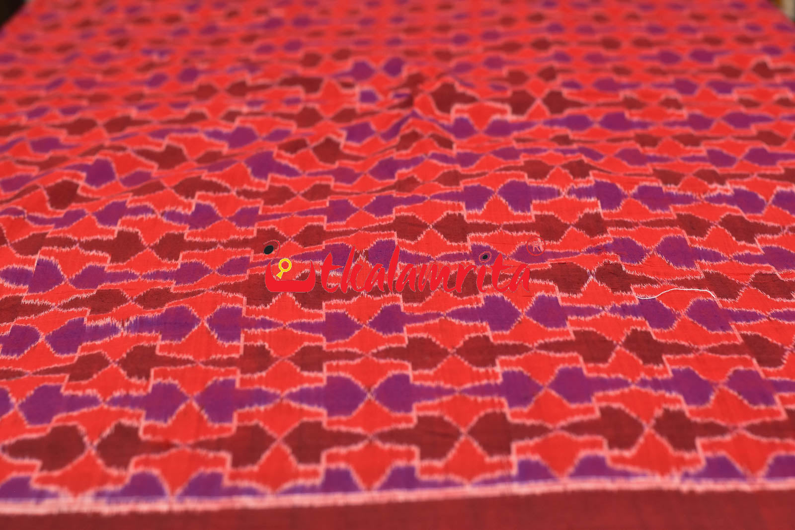 3D Red Coffee Sambalpuri Cotton (Fabric)