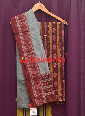 Maroon Grey Pasapali Long Flower Dress Set