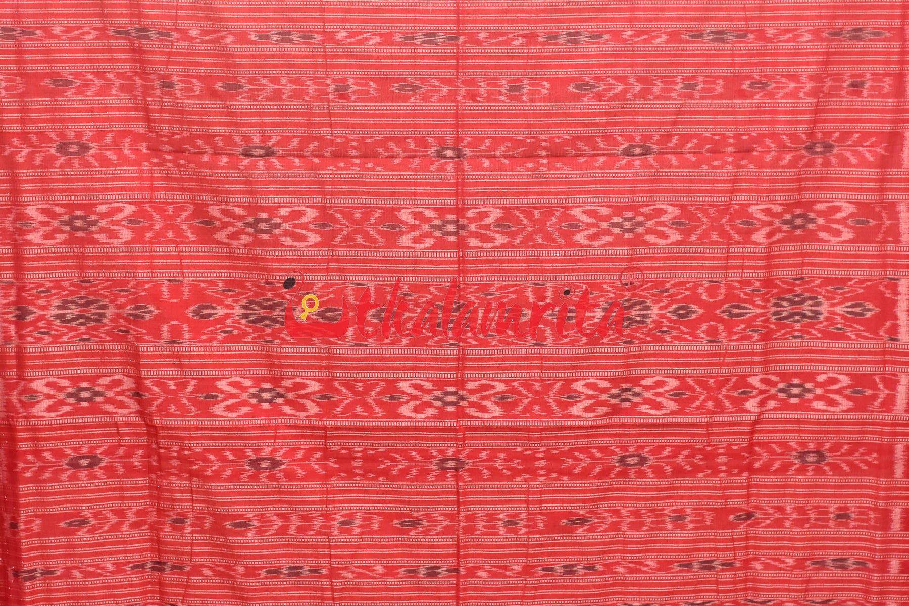 White Red Buti Cotton Saree