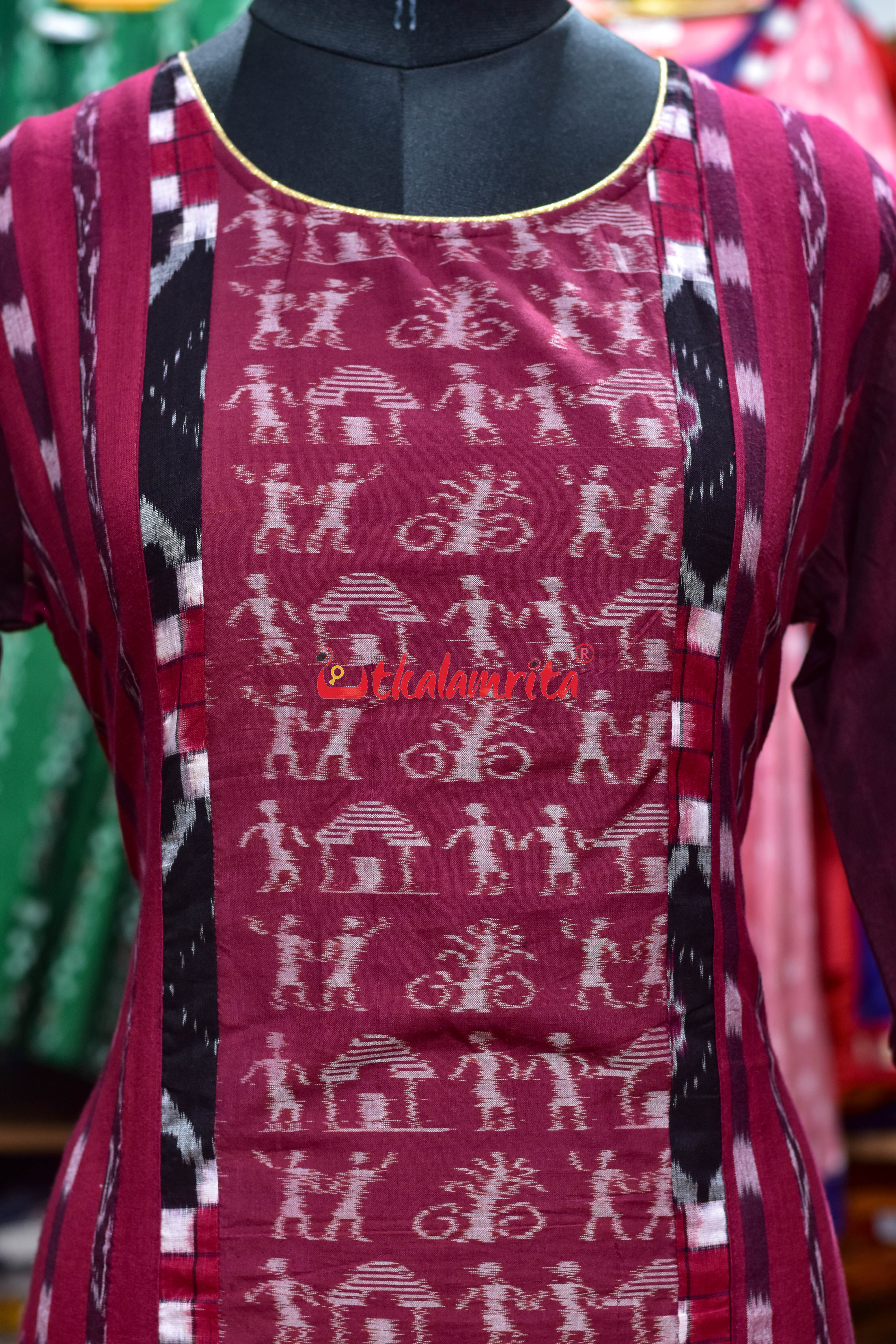 Maroon Ikat Harmony (Ladies Kurti)