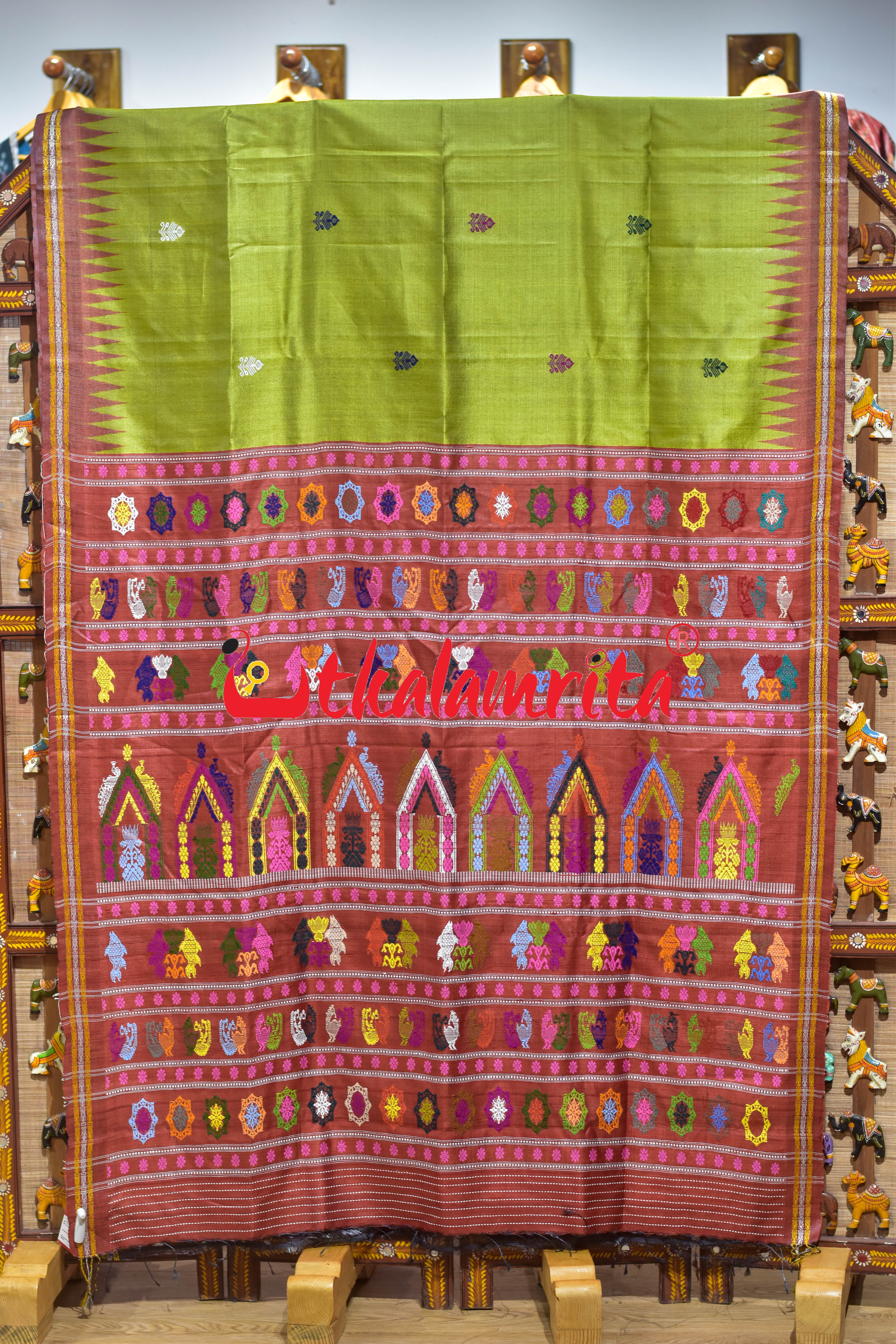 Mehndi Red Dolabedi Gopalpur Tussar Saree