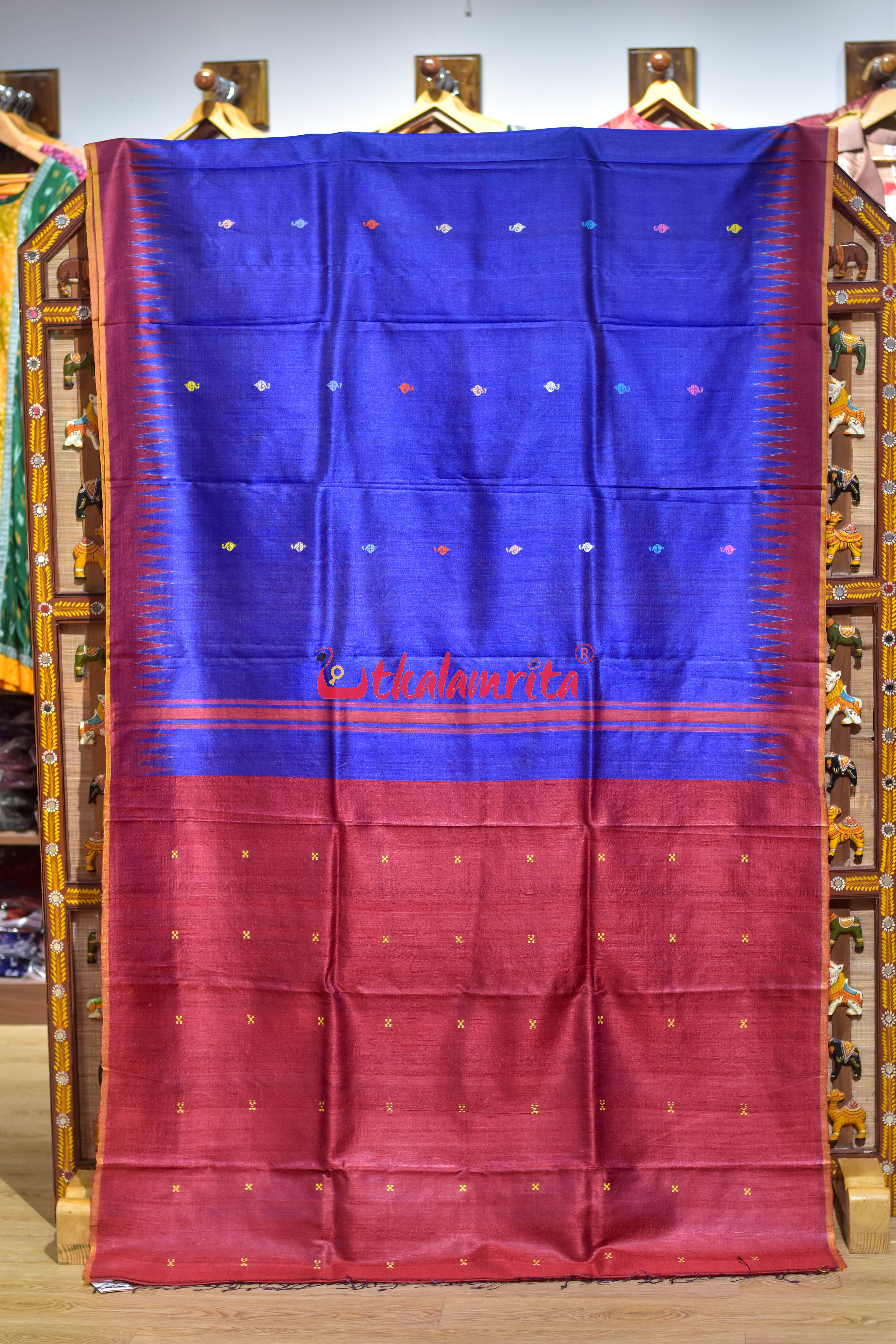 Blue Sankha Buti Nilachakra Gopalpur Tussar Silk Saree