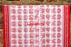 White Red Cotton Nabarangi Saree