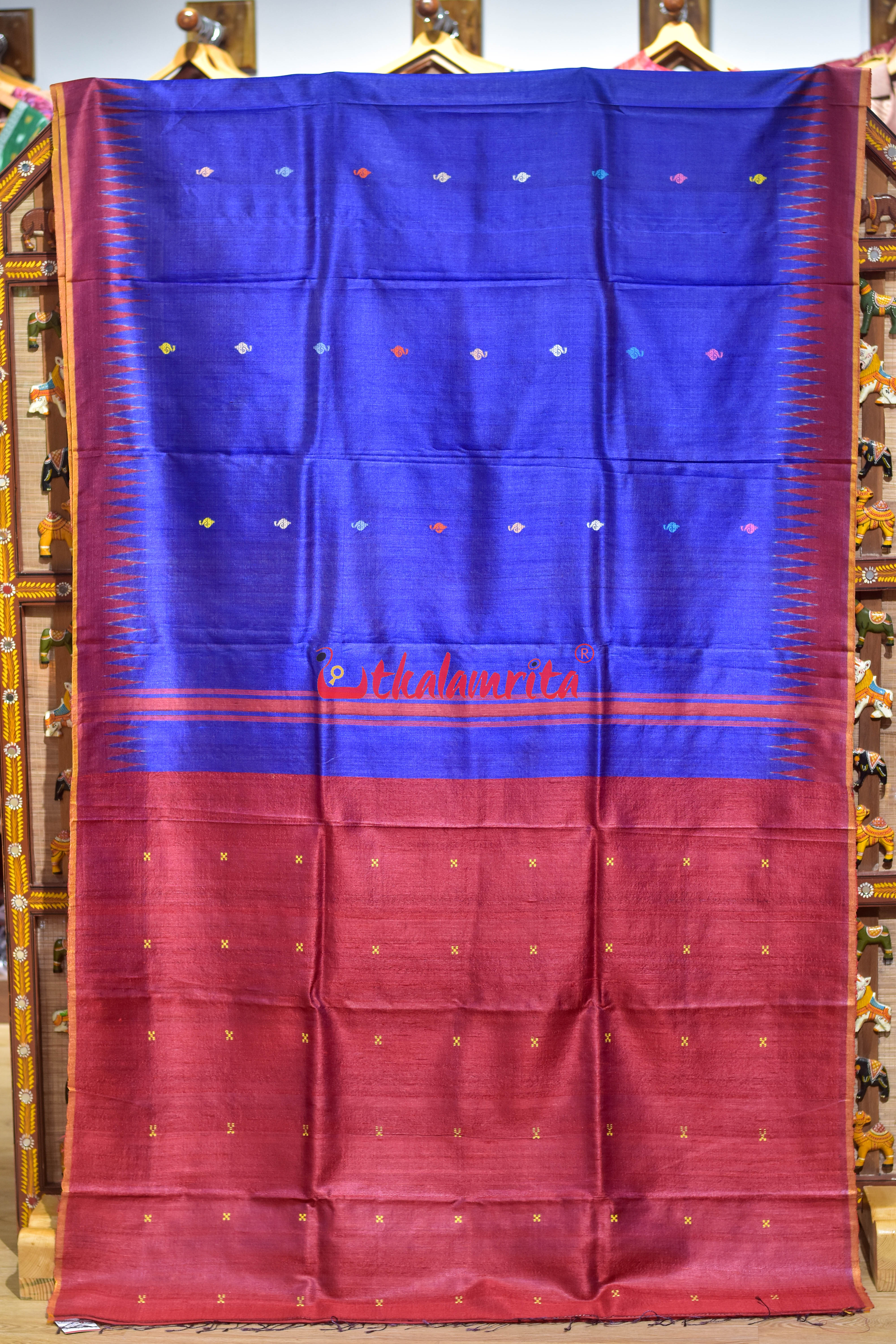 Blue Sankha Buti Nilachakra Gopalpur Tussar Silk Saree
