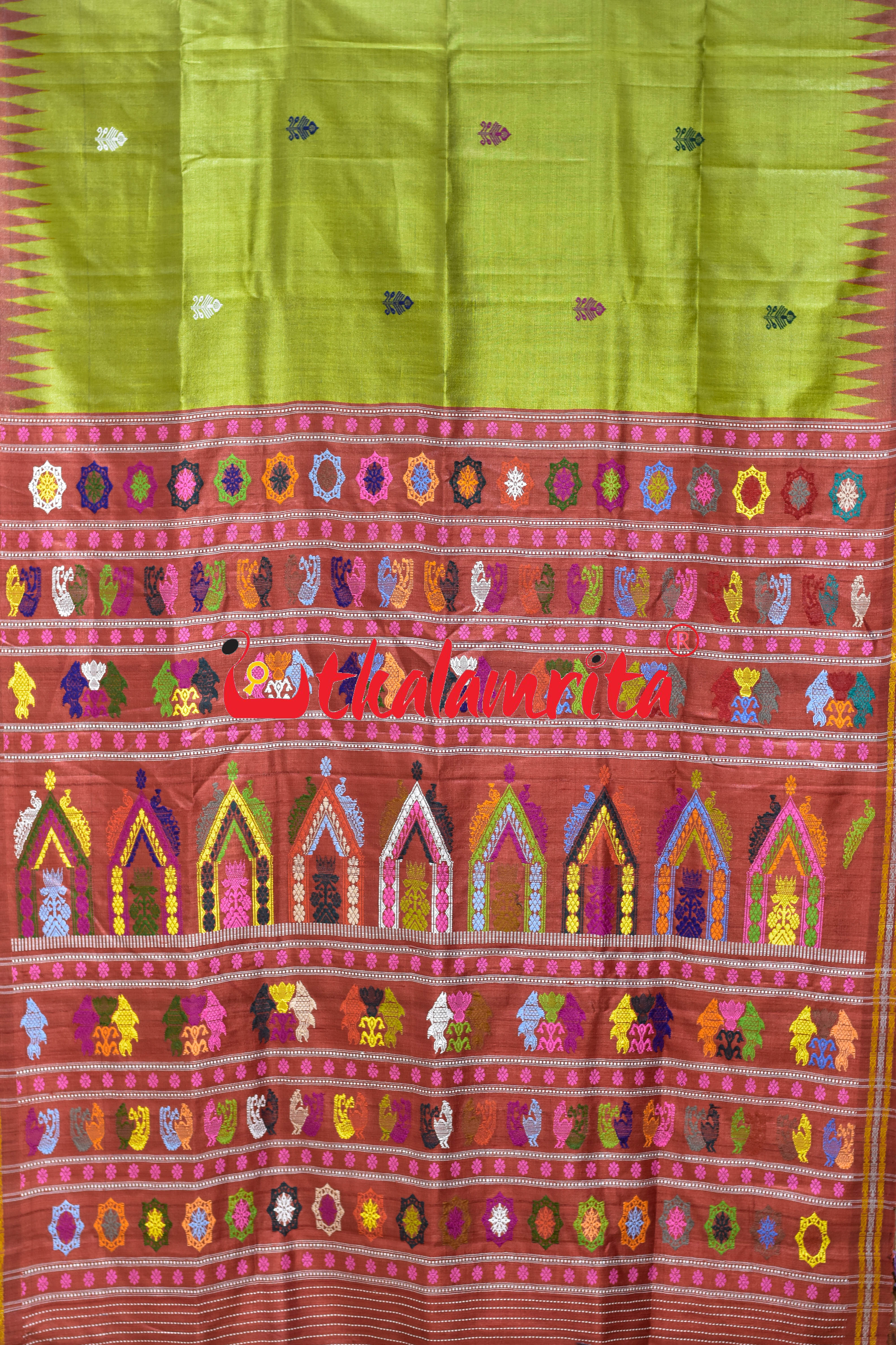 Mehndi Red Dolabedi Gopalpur Tussar Saree