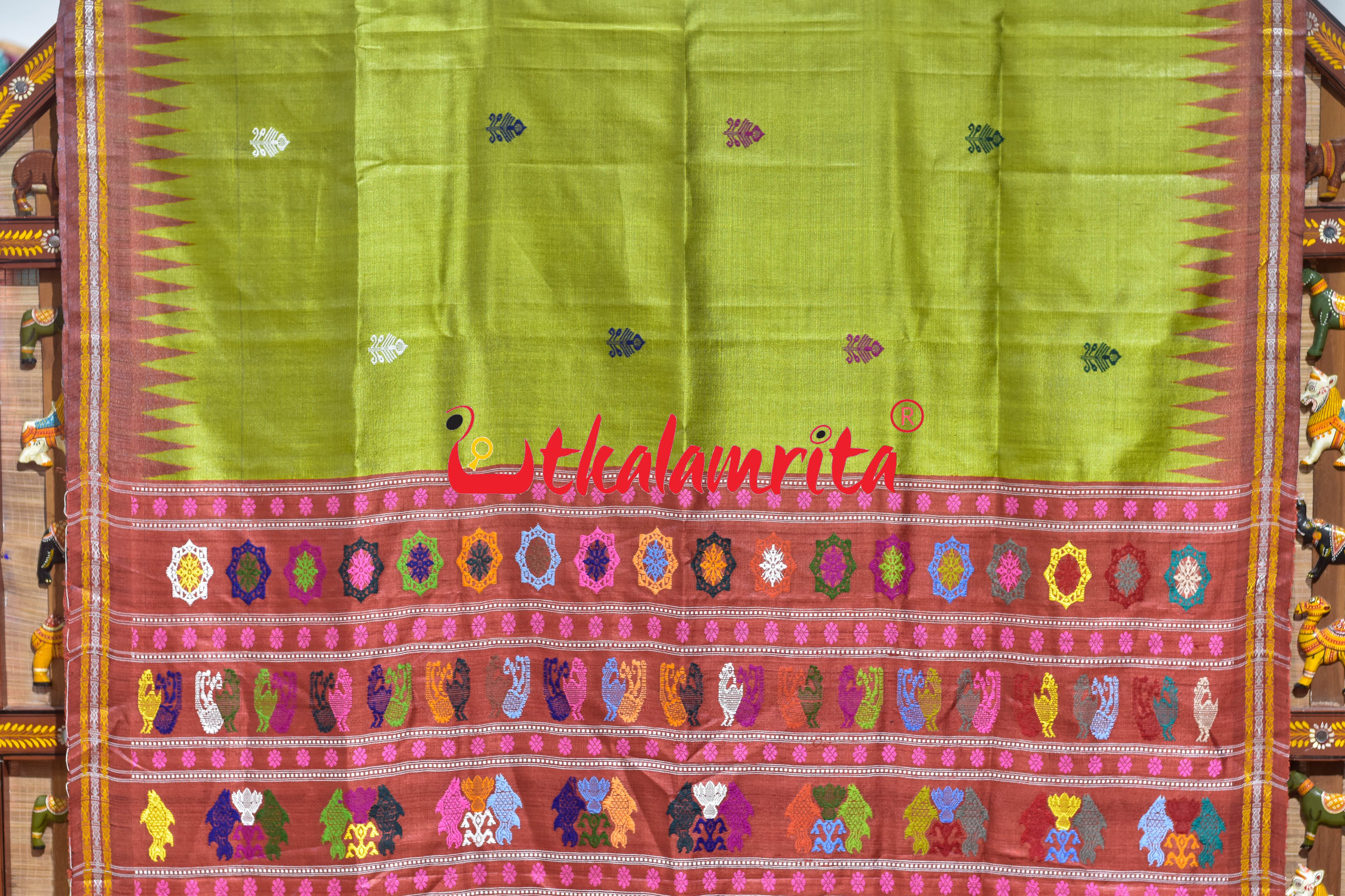 Mehndi Red Dolabedi Gopalpur Tussar Saree