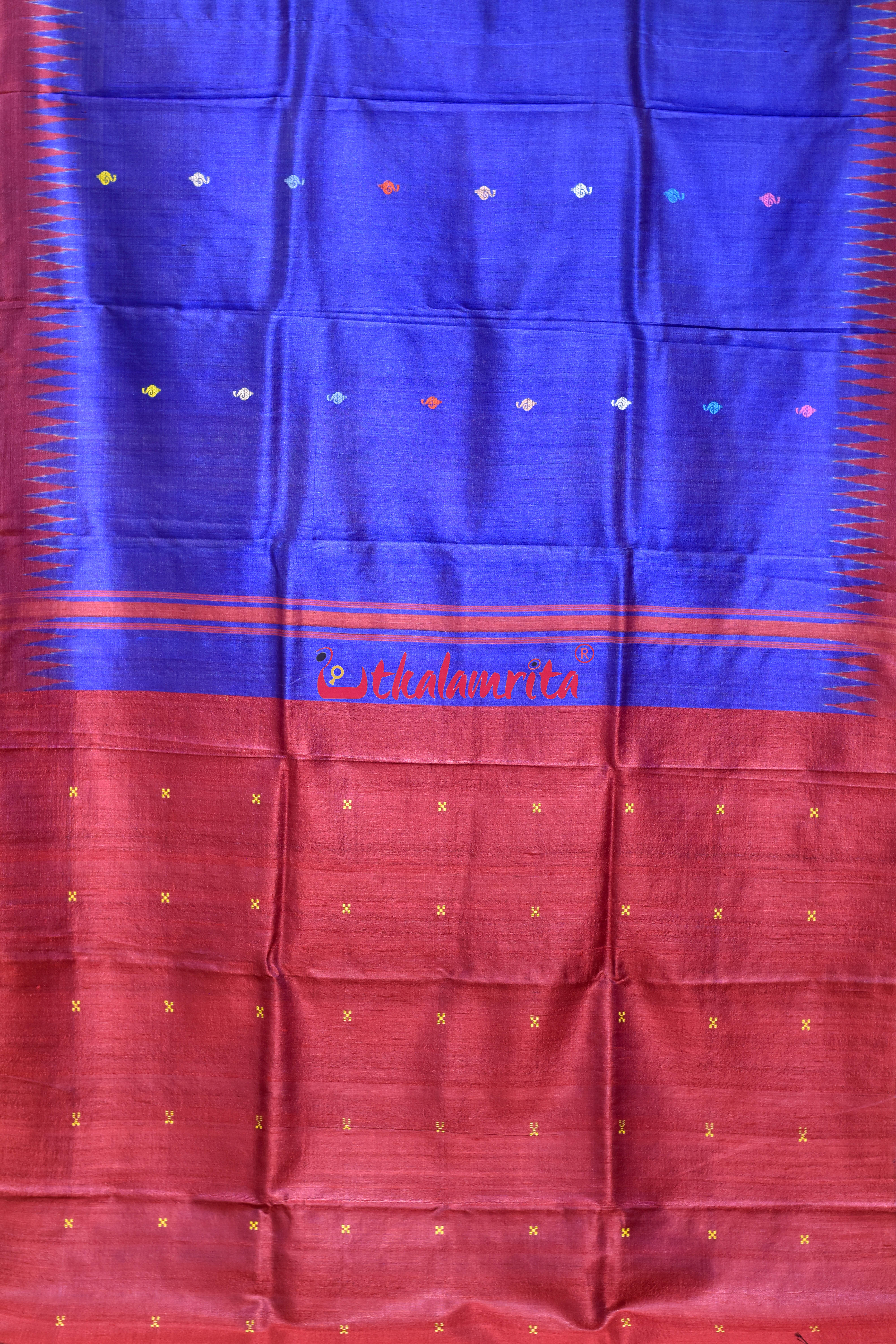 Blue Sankha Buti Nilachakra Gopalpur Tussar Silk Saree