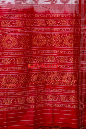 White Red Cotton Nabarangi Saree