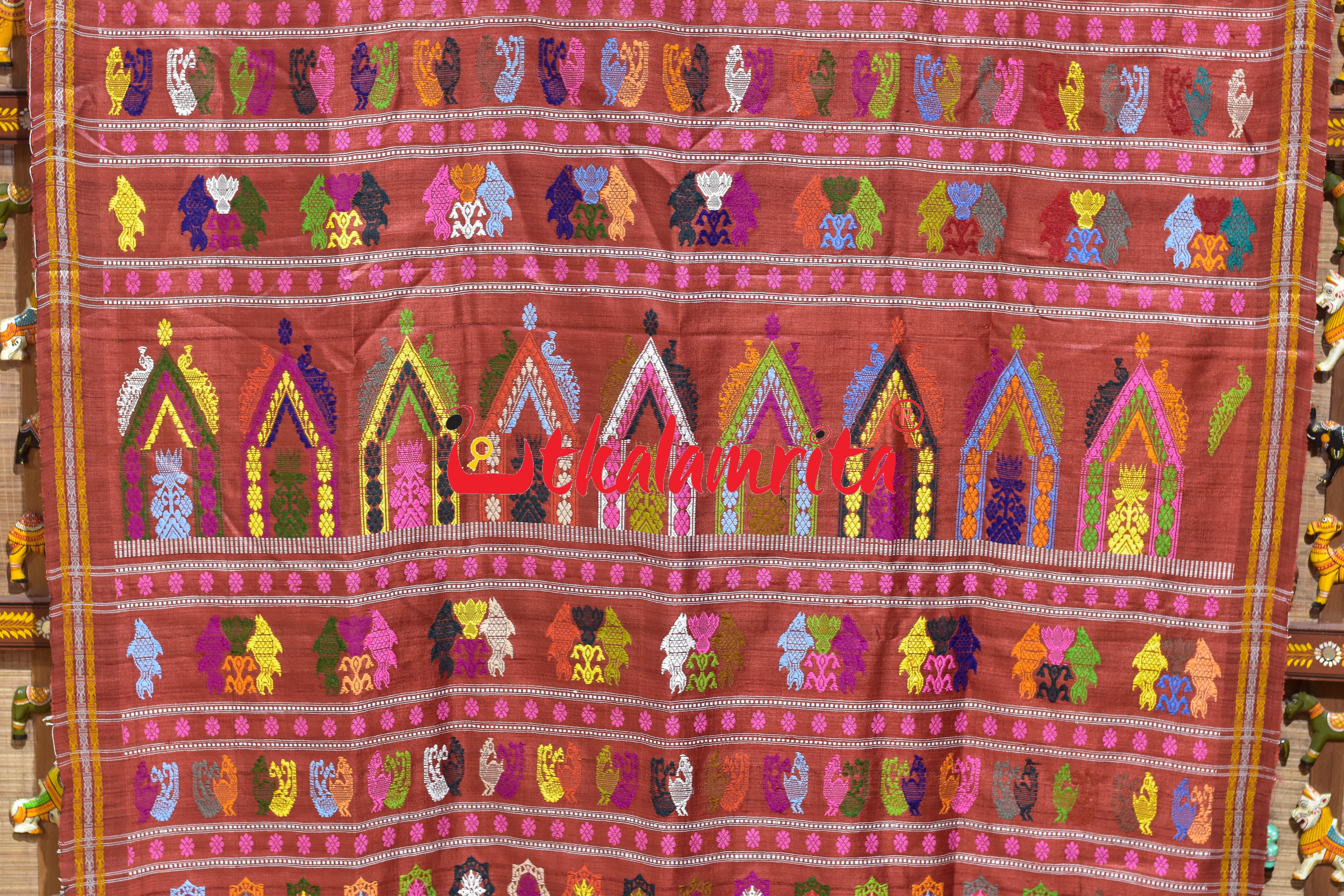 Mehndi Red Dolabedi Gopalpur Tussar Saree