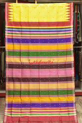 Yellow Red Double Anchal Berhampuri Silk Saree