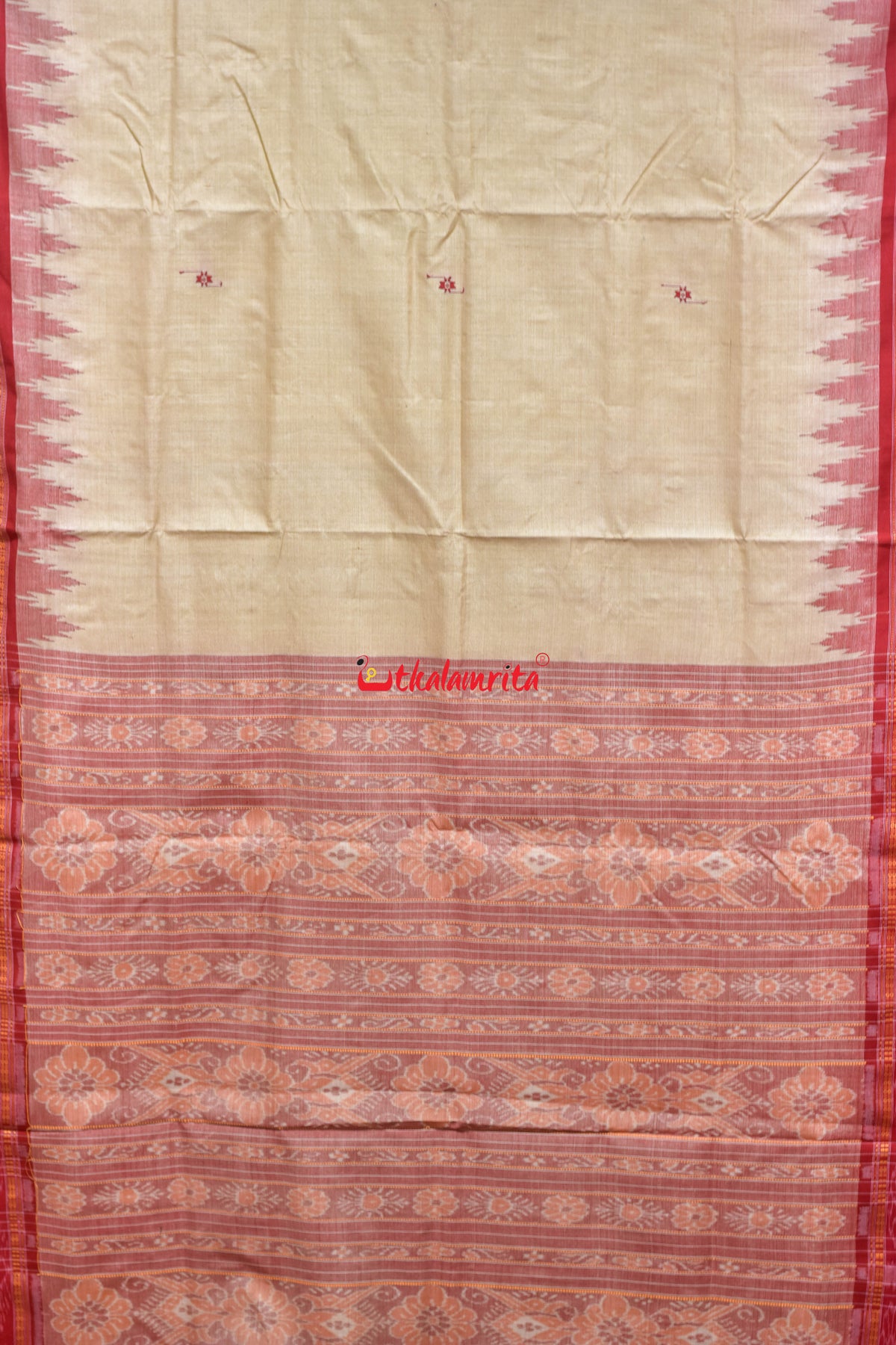 Natural Red Phoda Kumbha Tussar Silk Saree