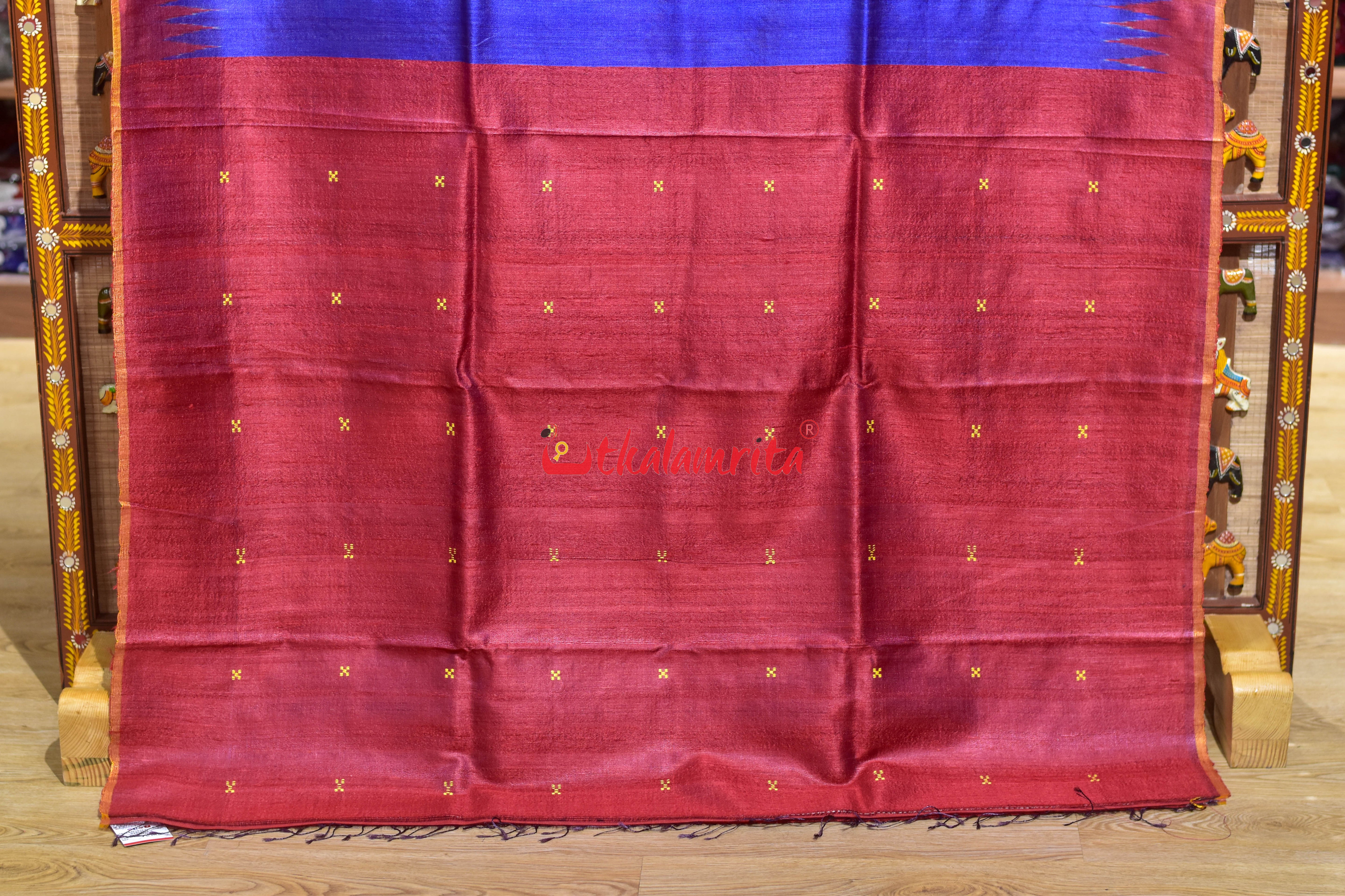 Blue Sankha Buti Nilachakra Gopalpur Tussar Silk Saree