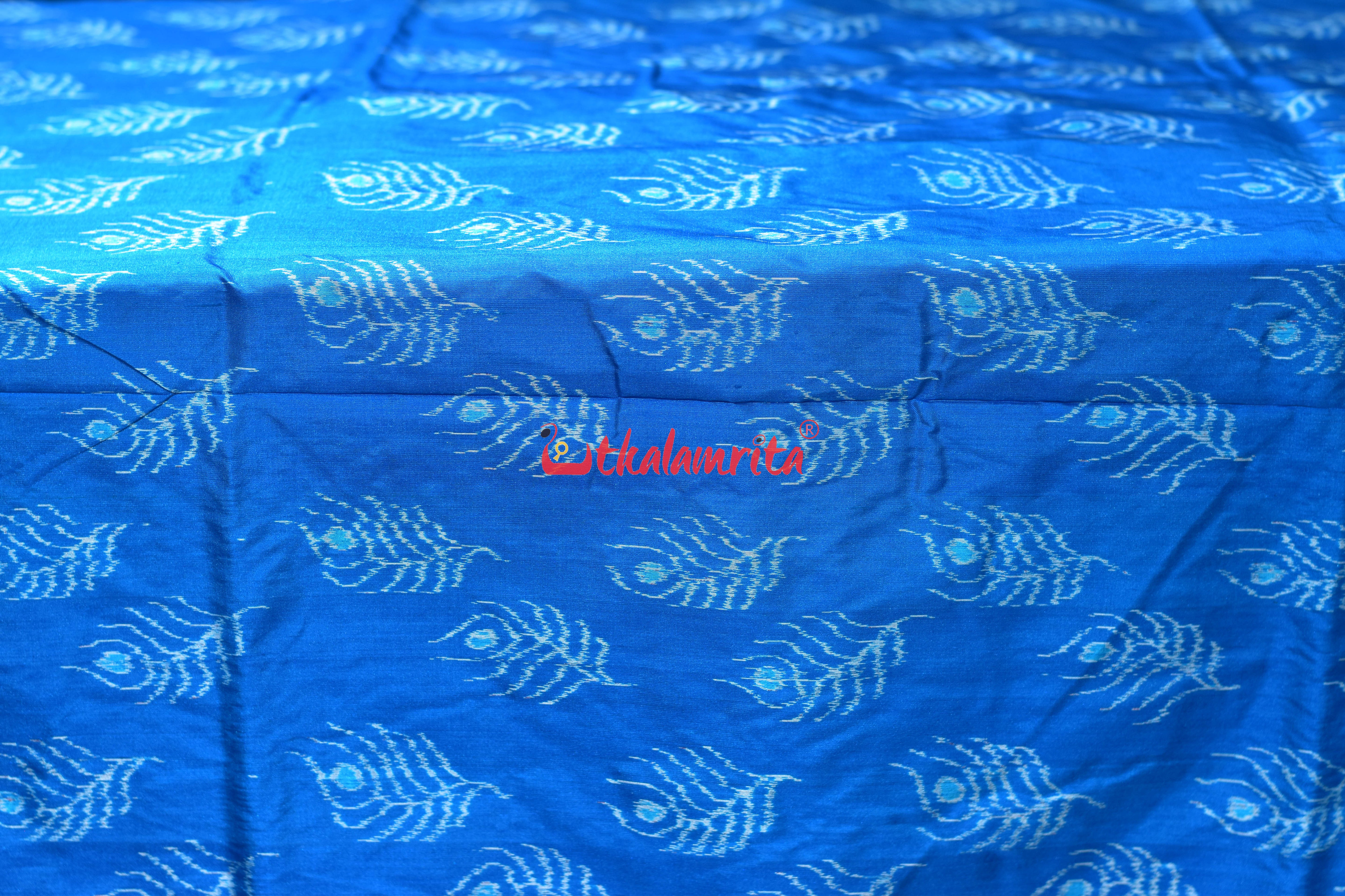 Aqua Blue with Mayurapucha Sambalpuri Silk (Fabric)