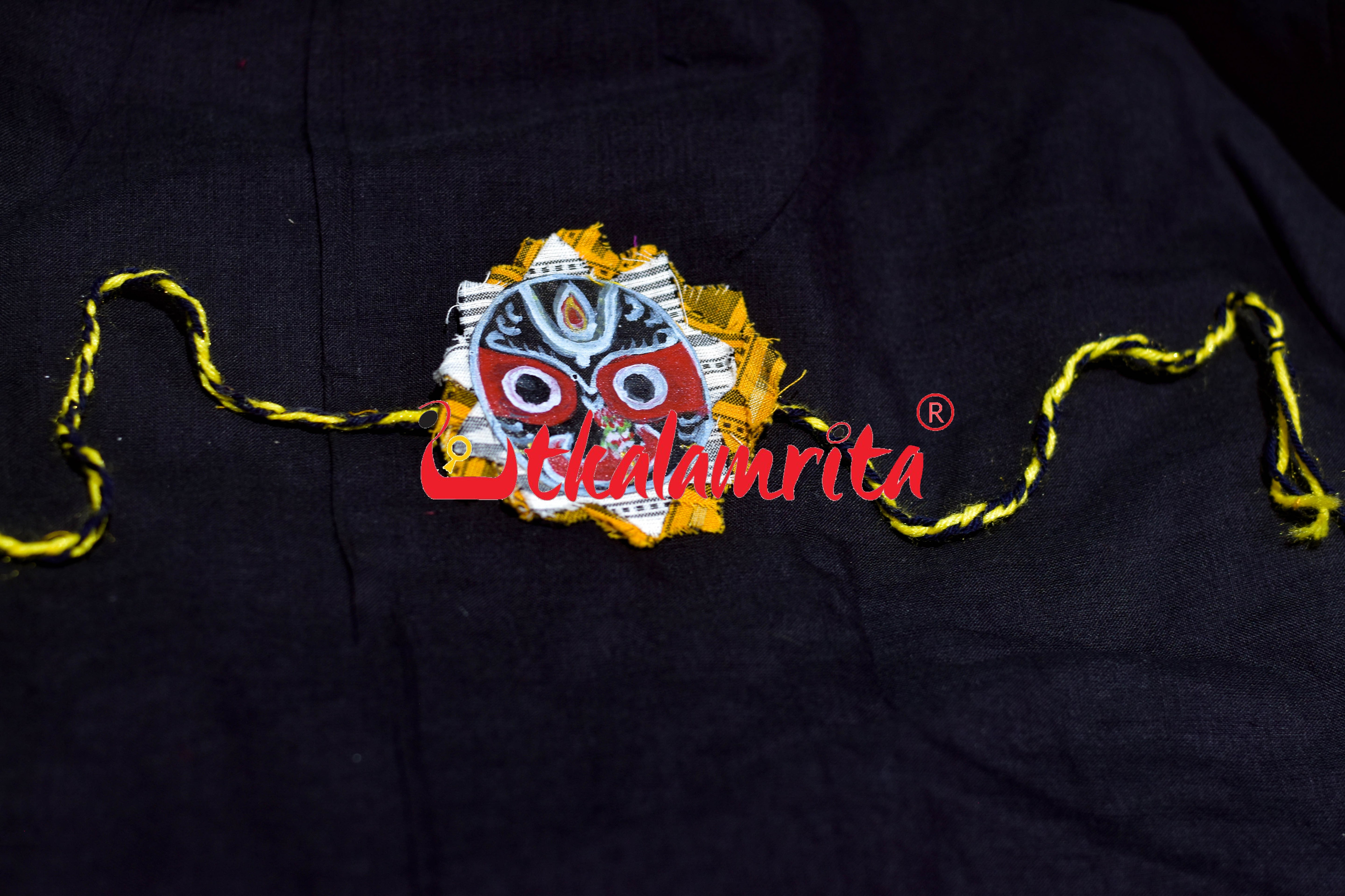 Yellow ikat Jagannath Pattachitra (Ikat Rakhi)
