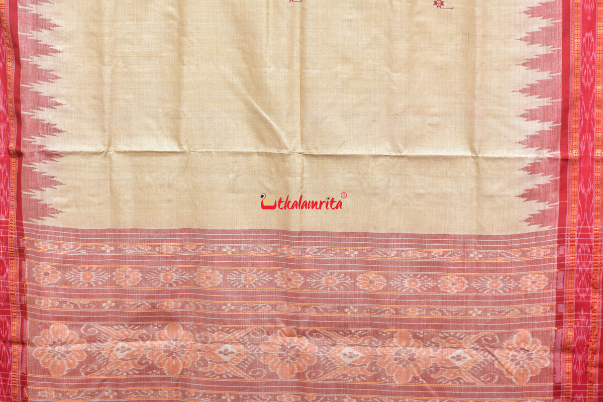 Natural Red Phoda Kumbha Tussar Silk Saree