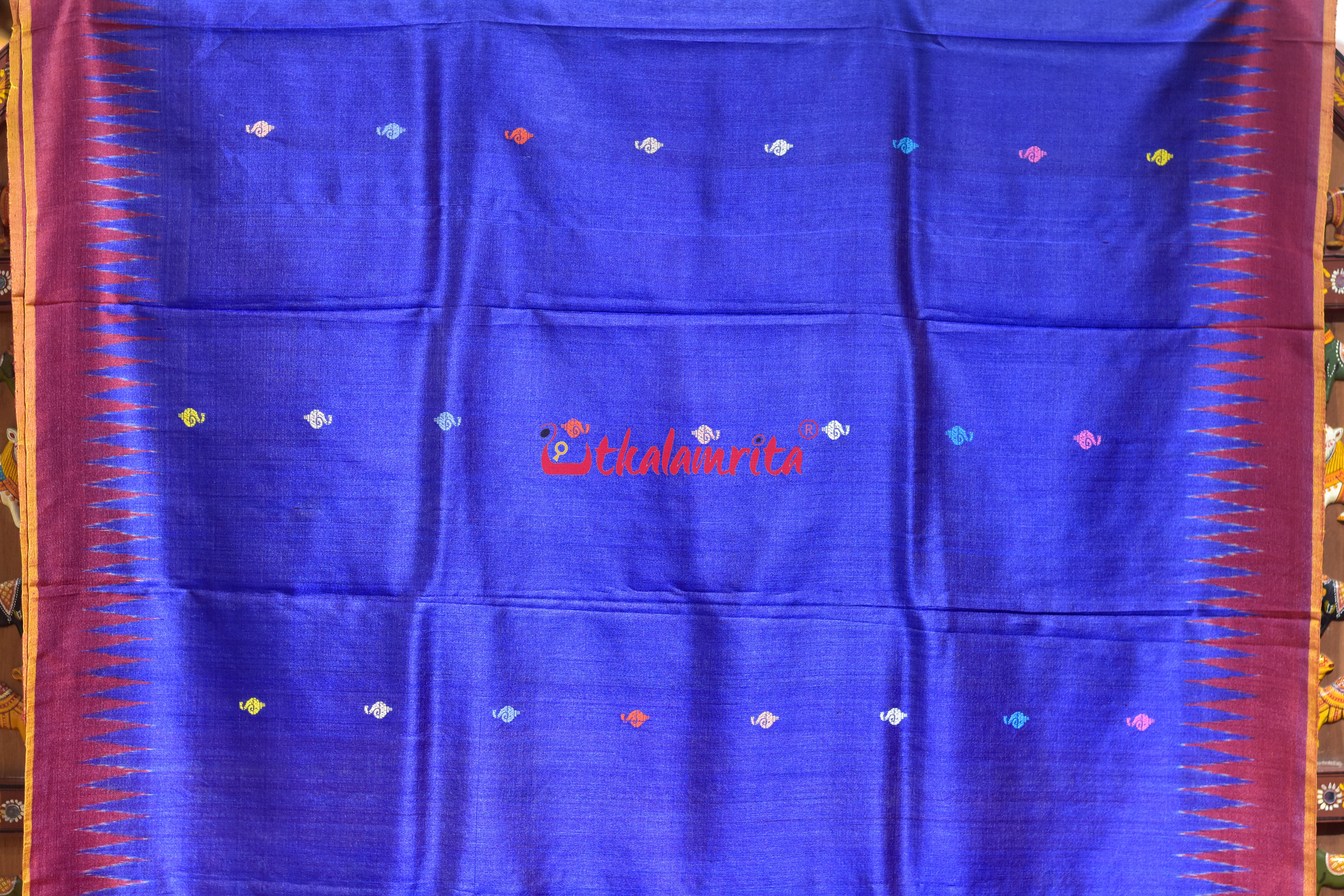 Blue Sankha Buti Nilachakra Gopalpur Tussar Silk Saree