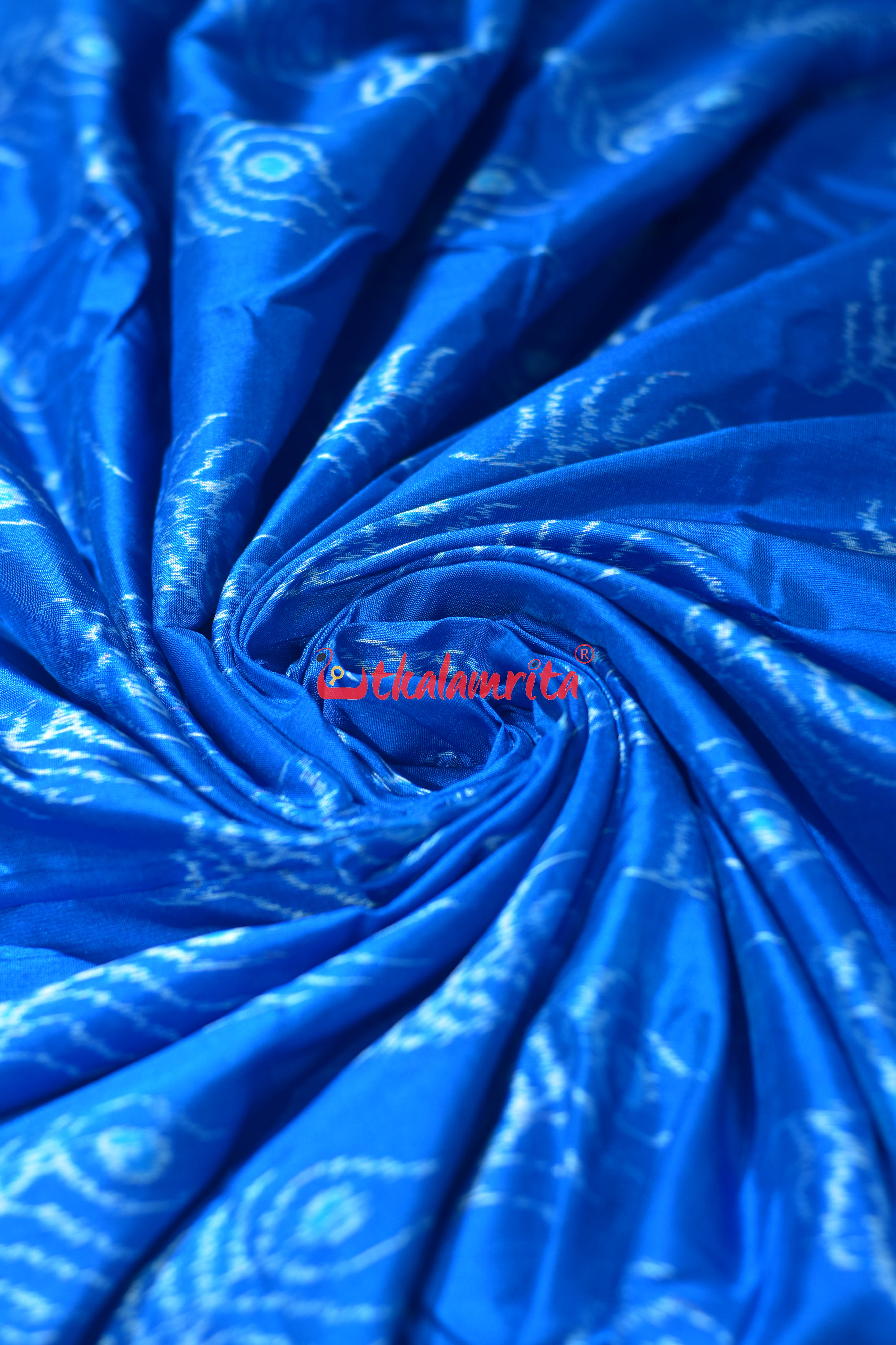 Aqua Blue with Mayurapucha Sambalpuri Silk (Fabric)