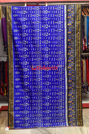 Blue 2D Dhadi Chita Khandua Silk Saree