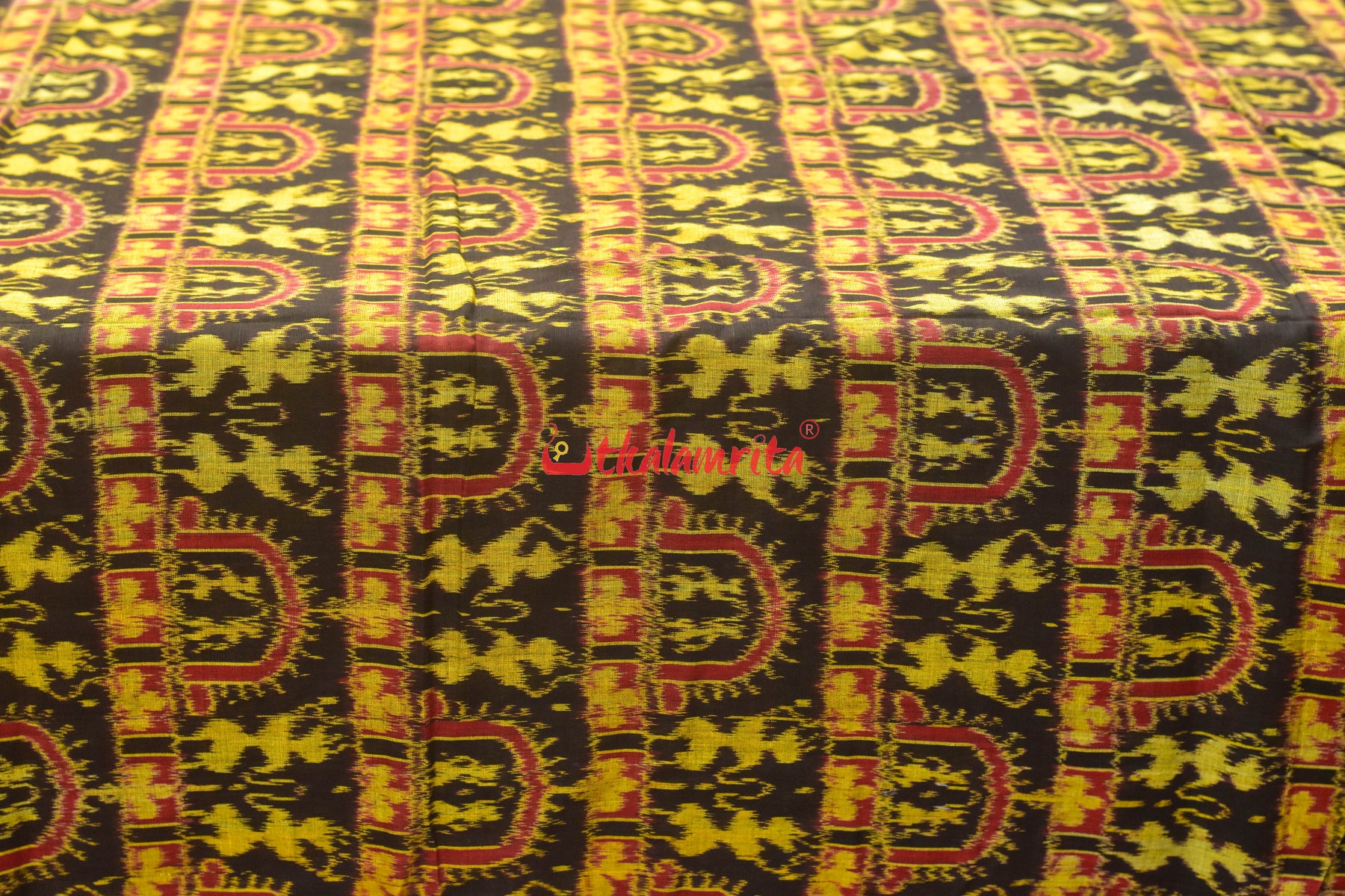 Black Standing Tribals Sambalpuri Cotton (Fabric)