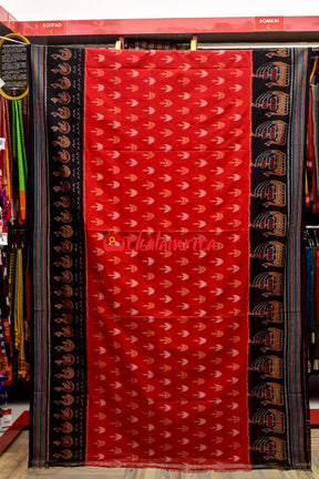 Red Boita & Ducks Khandua Cotton Saree