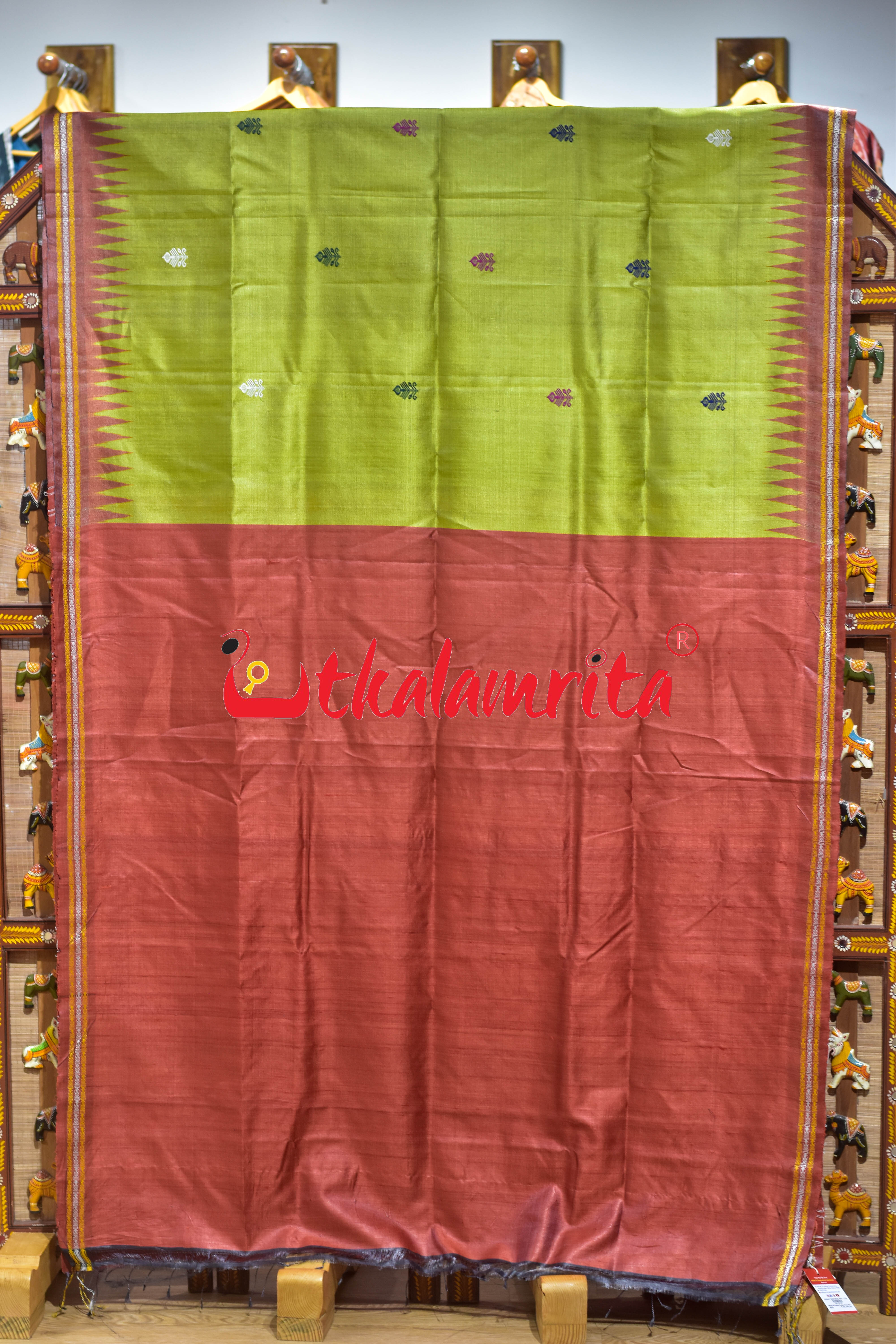 Mehndi Red Dolabedi Gopalpur Tussar Saree
