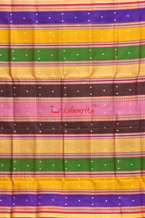 Yellow Red Double Anchal Berhampuri Silk Saree