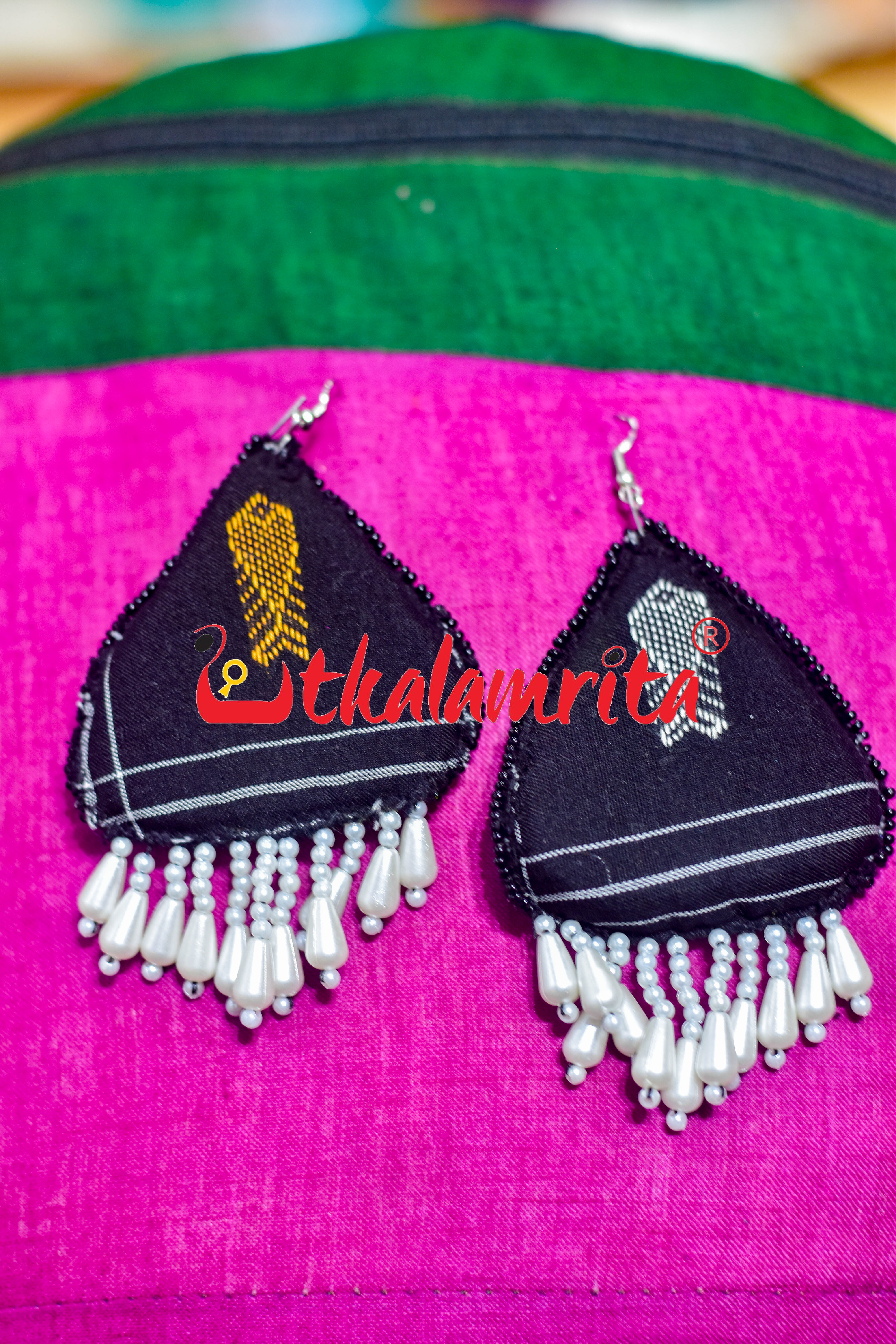 Black Fish Heart Jhumka Earrings