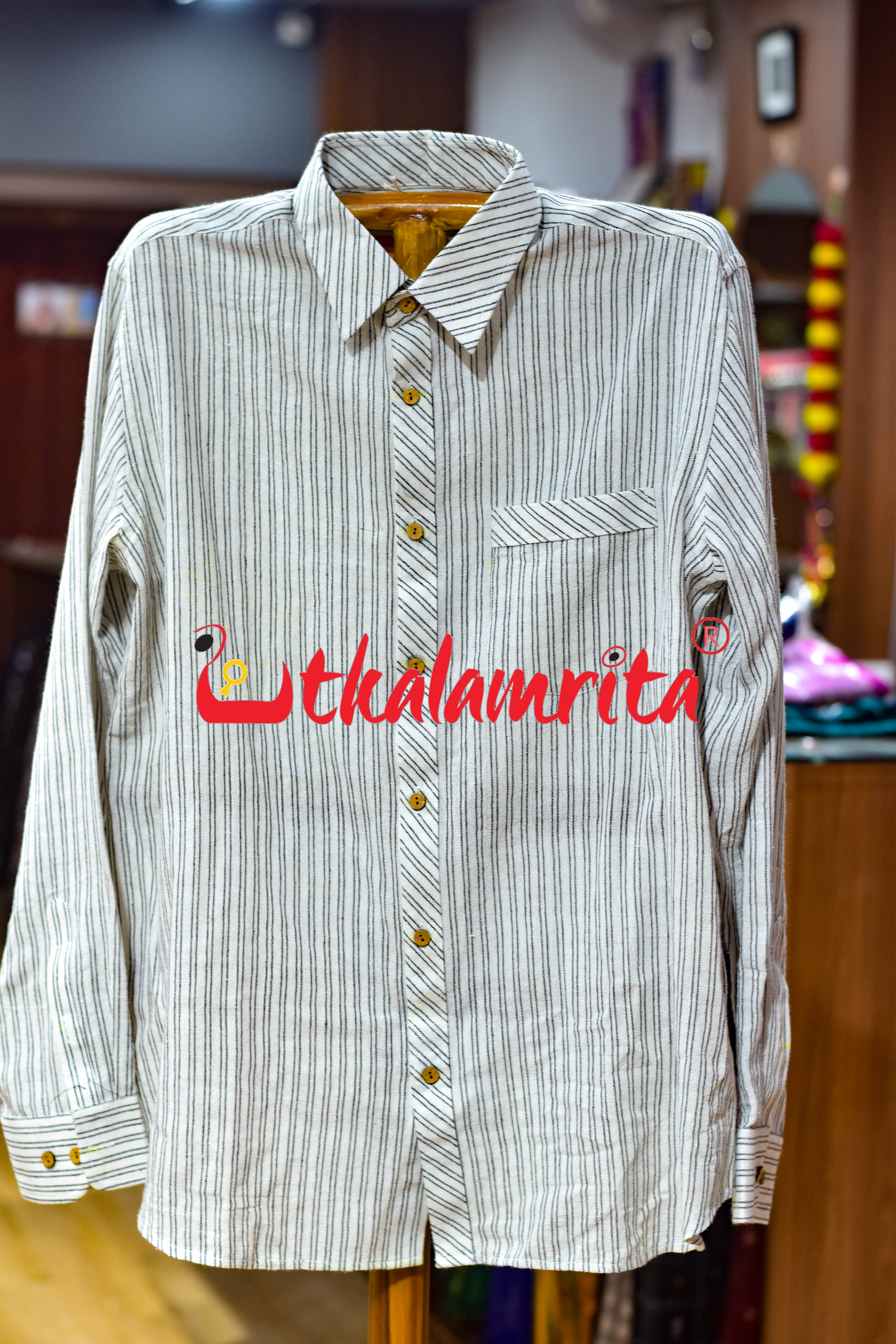 Black Lines on White Kotpad (Men's Full Shirt)