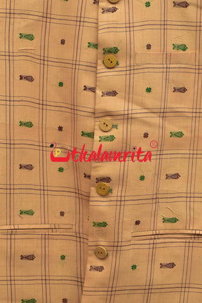 Cream Fish Buti Cotton (Men's Jacket)