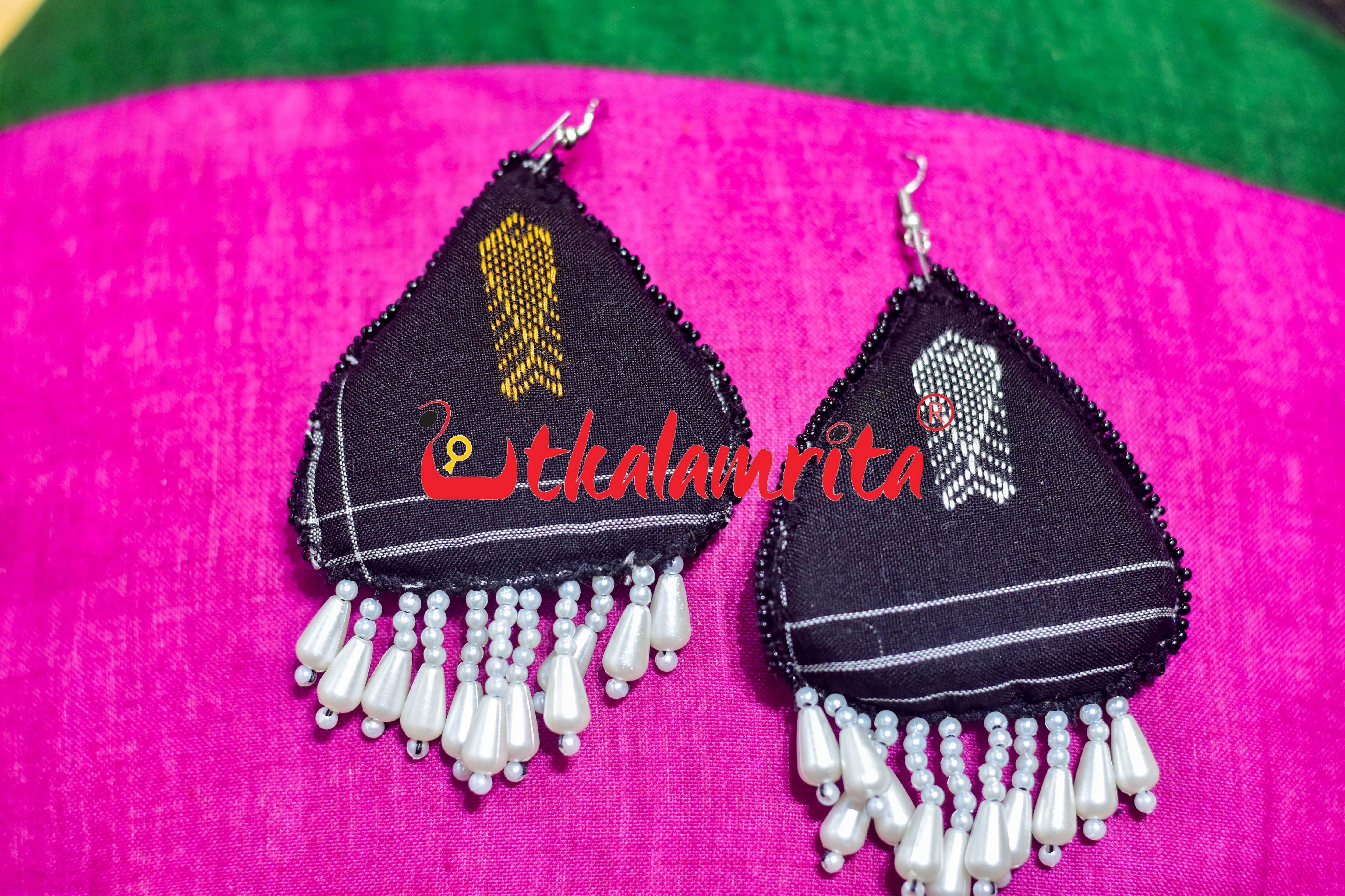 Black Fish Heart Jhumka Earrings