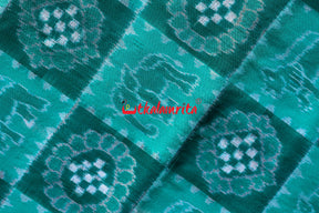 13 Kuthi Rama Green Elephant Sambalpuri Silk Saree