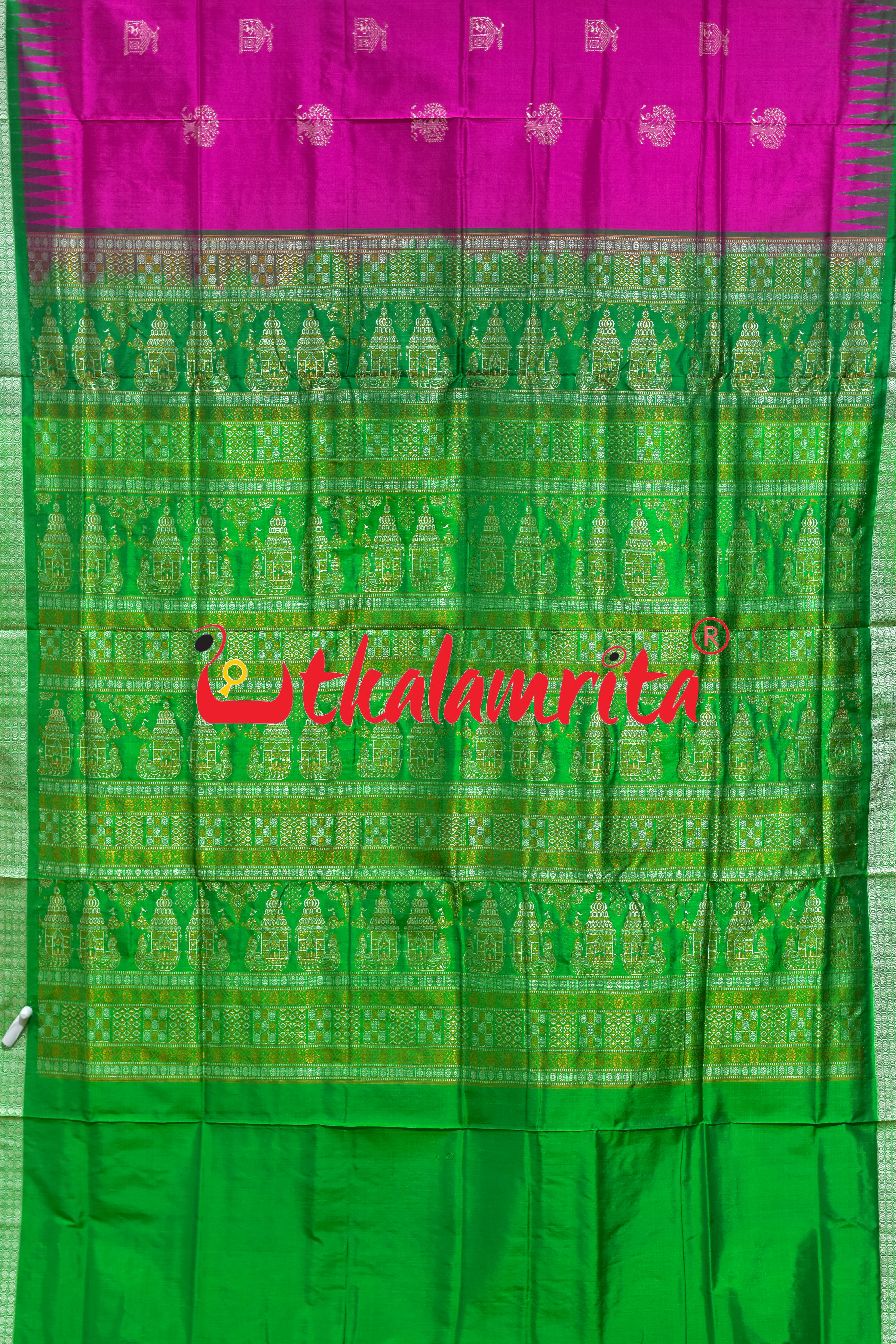 Rani Green Ghara Baragachha Bomkai Silk Saree