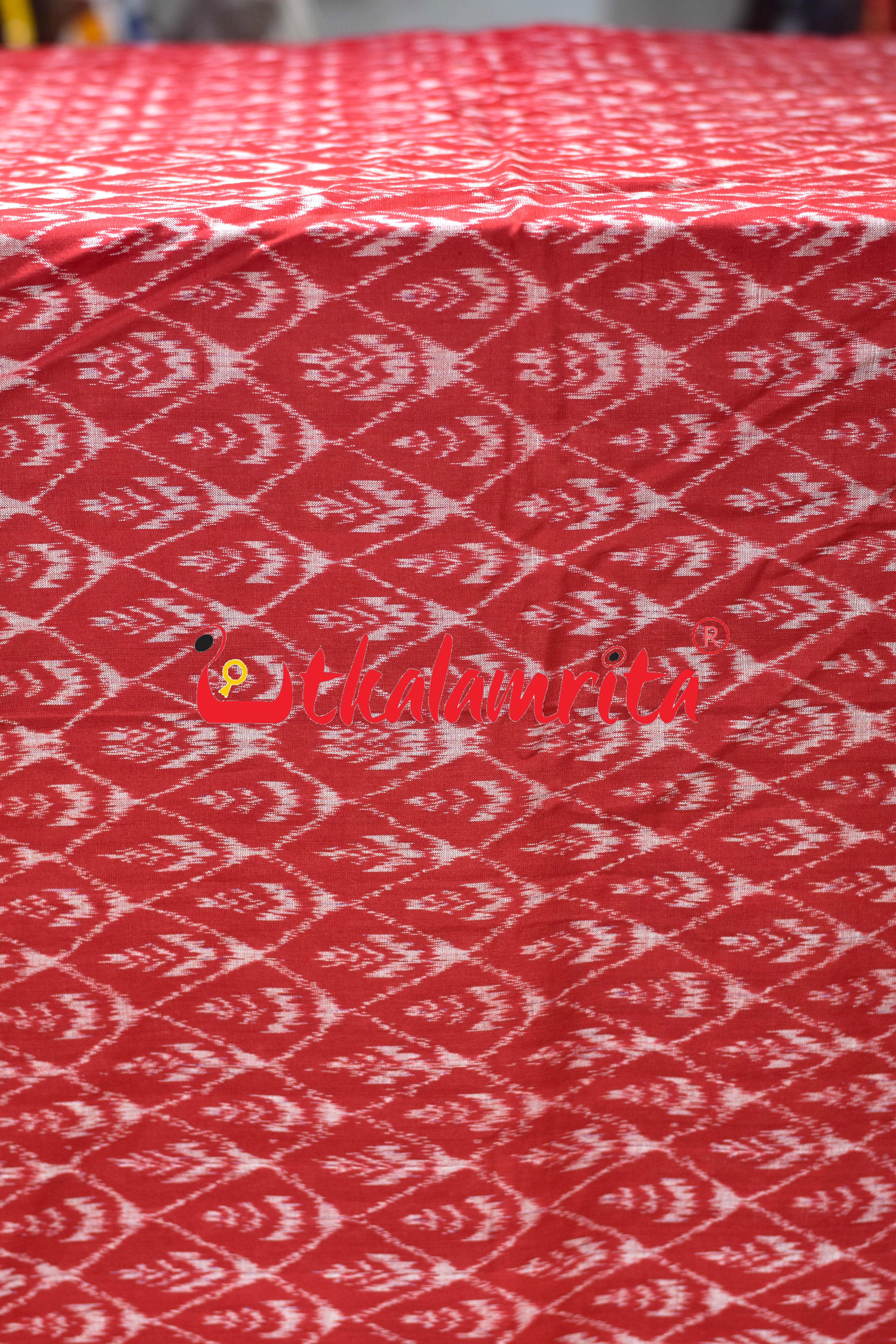 Red Silver Phula Bandha Sambalpuri Cotton (Fabric)