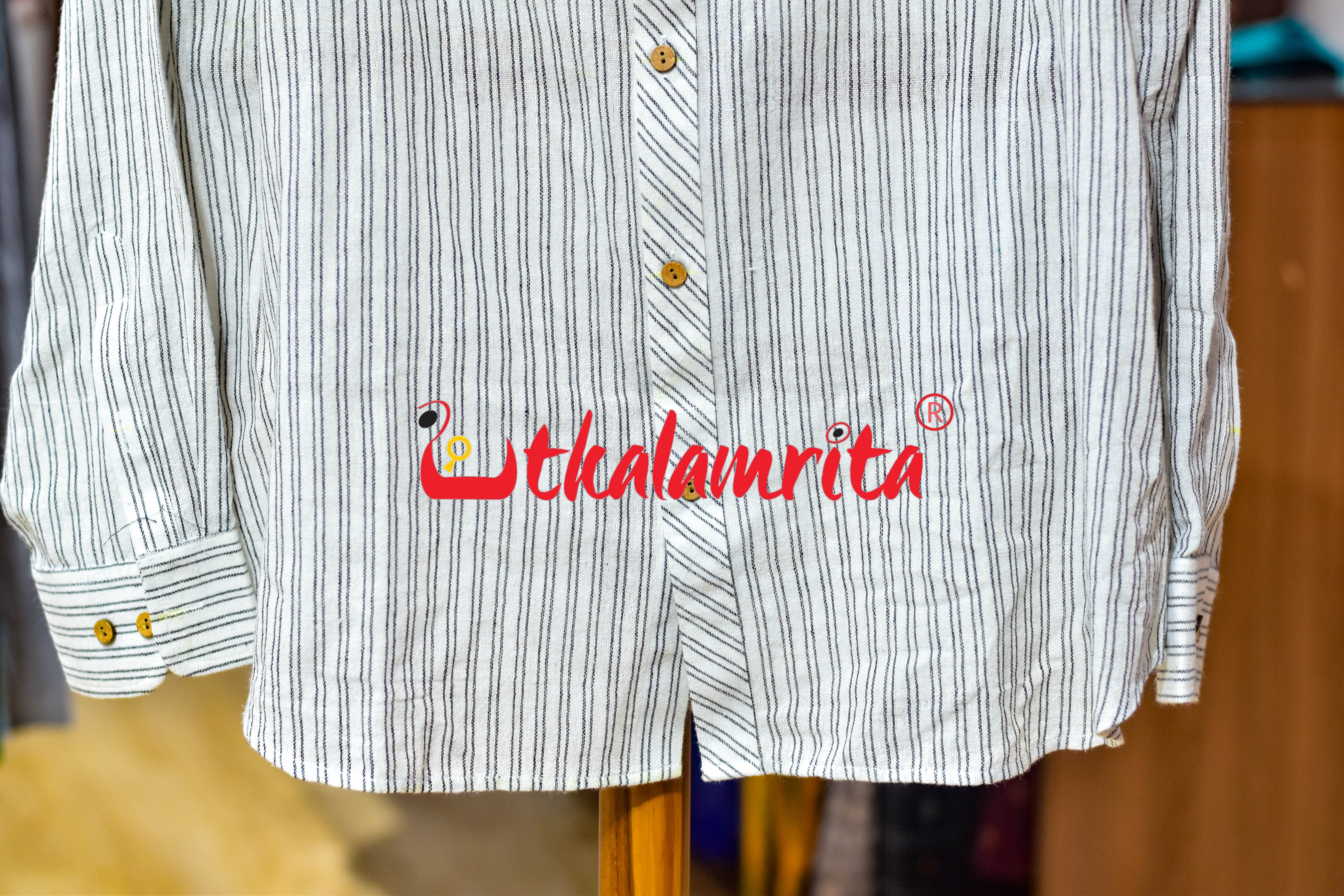 Black Lines on White Kotpad (Men's Full Shirt)